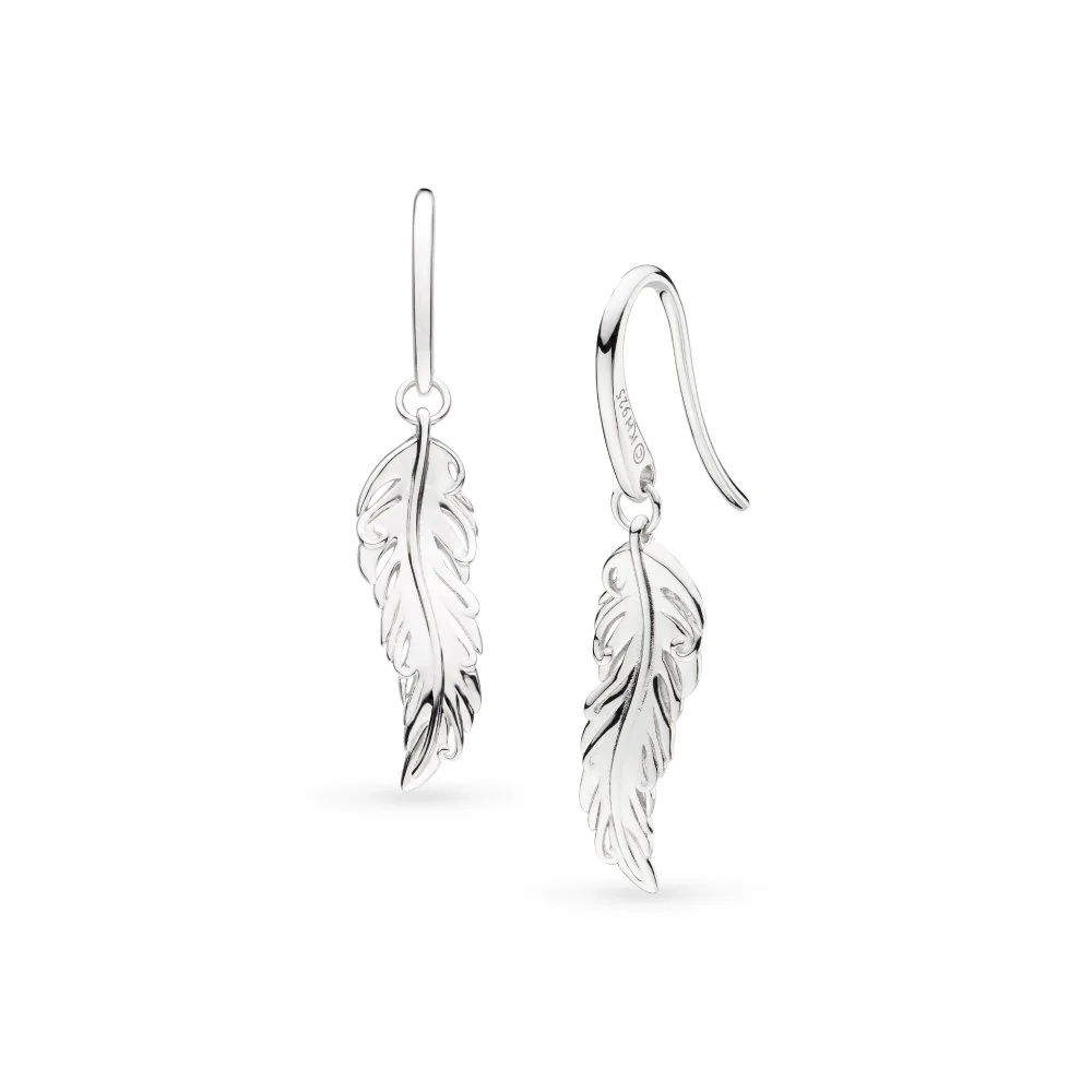 60316  Kit Heath Silver Feather Wisp Drop Earrings.