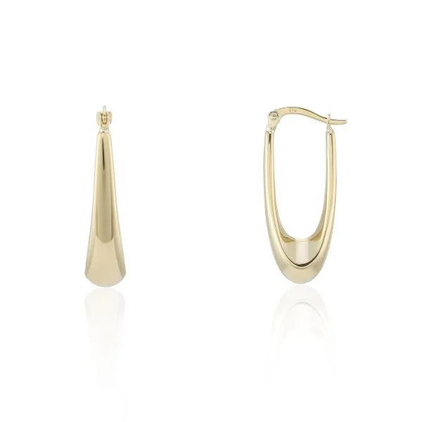 8Q42Q 9ct yellow gold hollow Racetrack hoop earrings