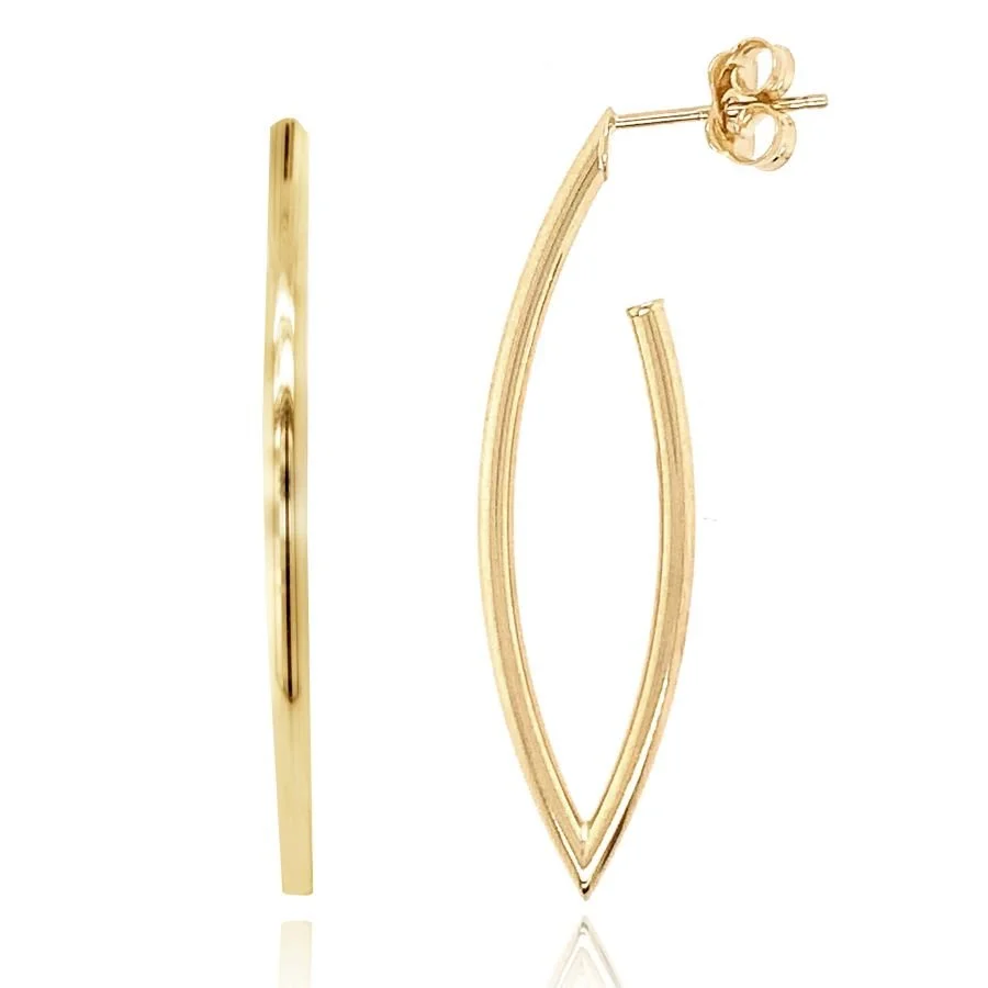 8N31Q 9ct yellow gold Open Marquise Drop Earrings