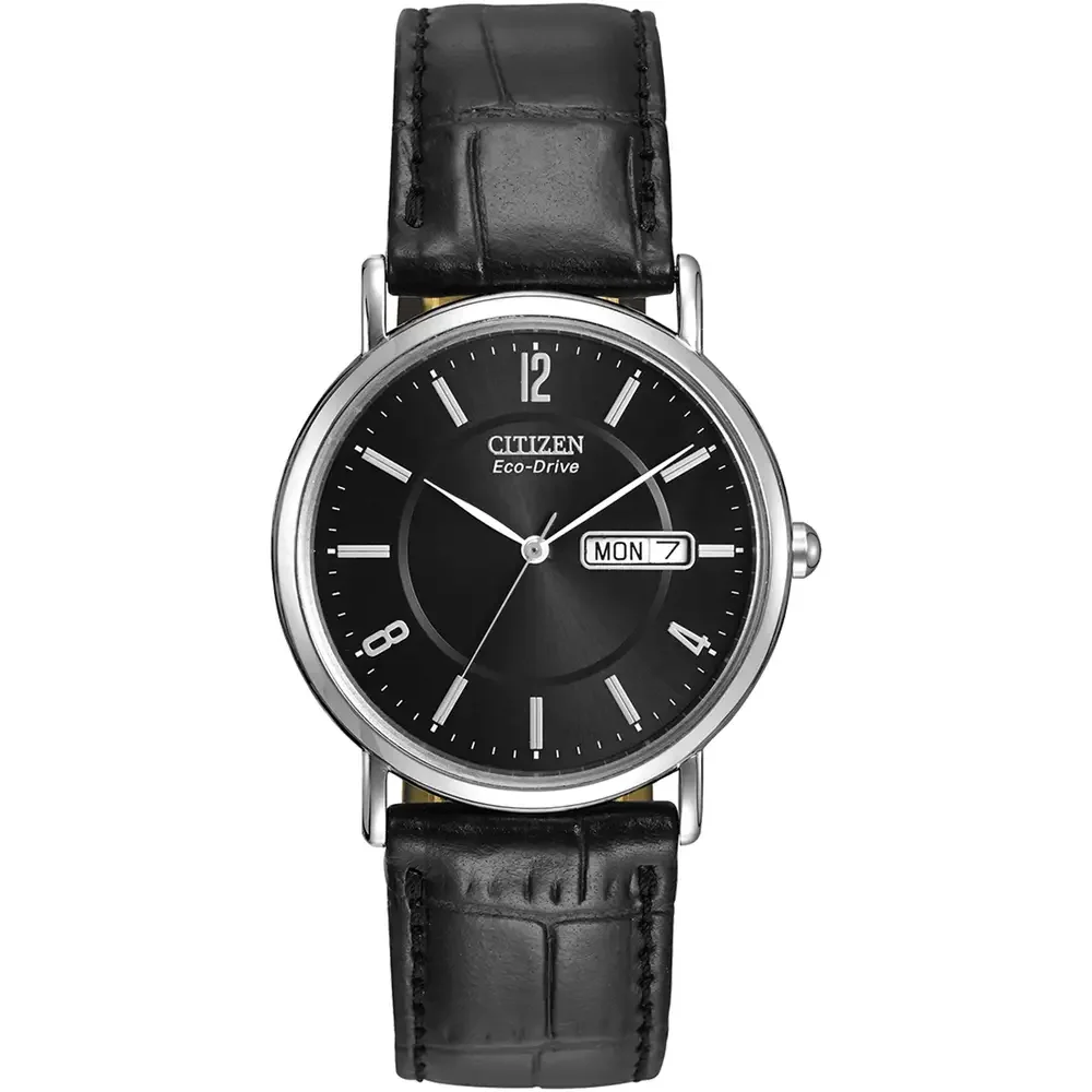 BM8240-03E Citizen Eco Drive Gents Day/Date Black Face and Black Strap