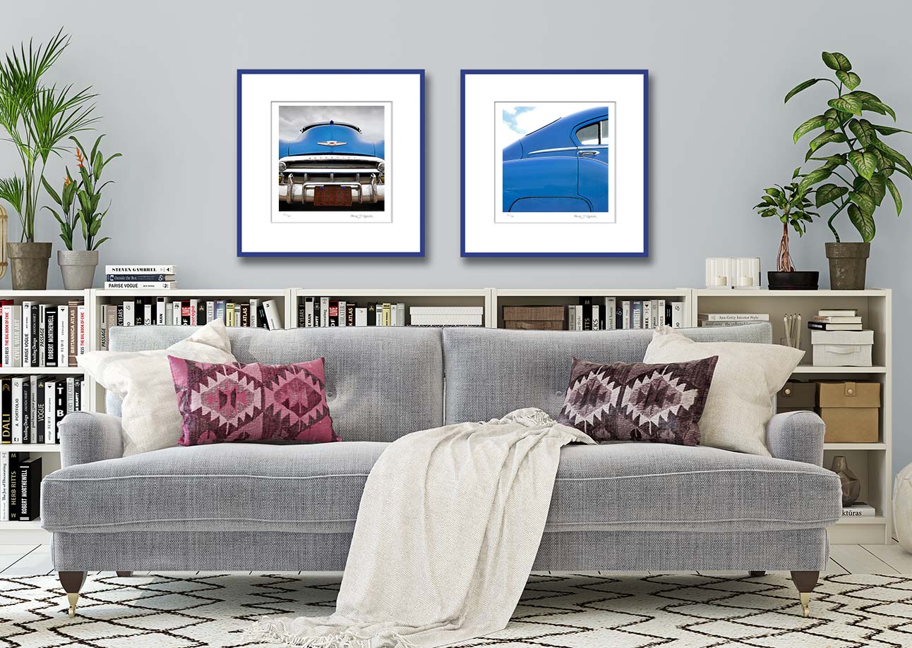 Blue Chevy. Limited edition prints of a 1950 blue Chevrolet Bel Air by fine art photographer Paul Coghlin.