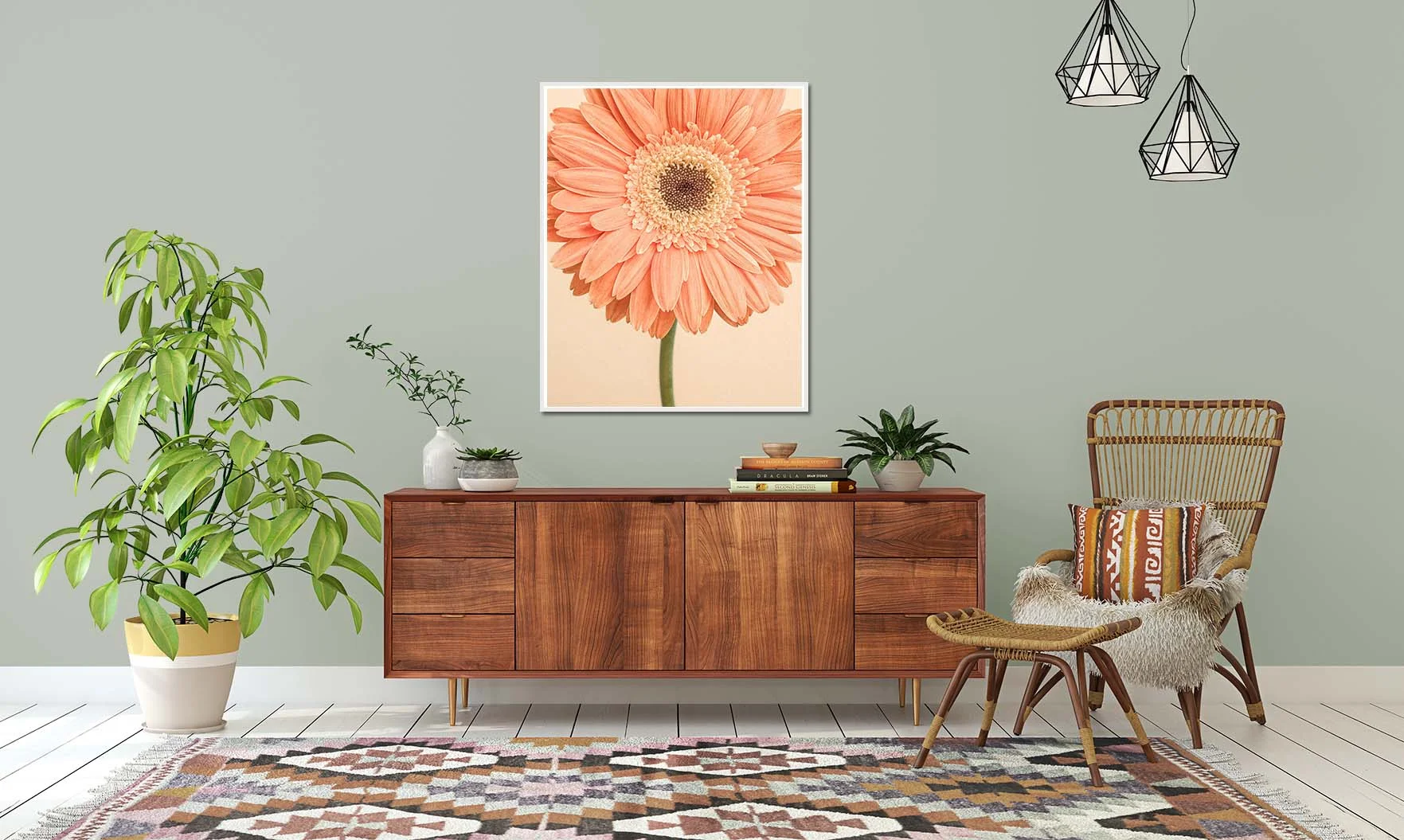 Peach coloured Gerbera print. Limited edition photographic prints of flowers by fine art photographer Paul Coghlin.