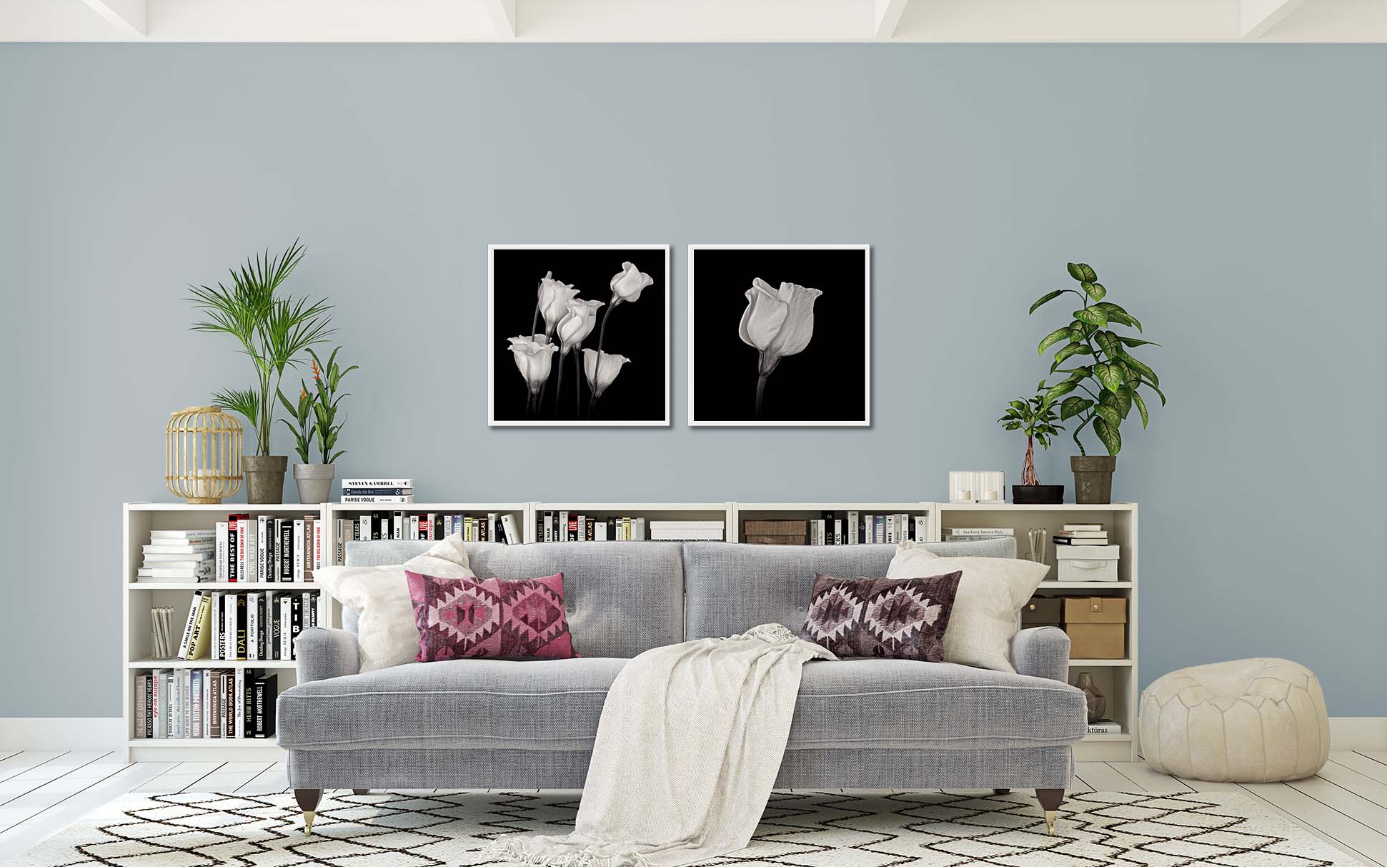 Two limited edition prints of white campanula by fine art photographer Paul Coghlin.