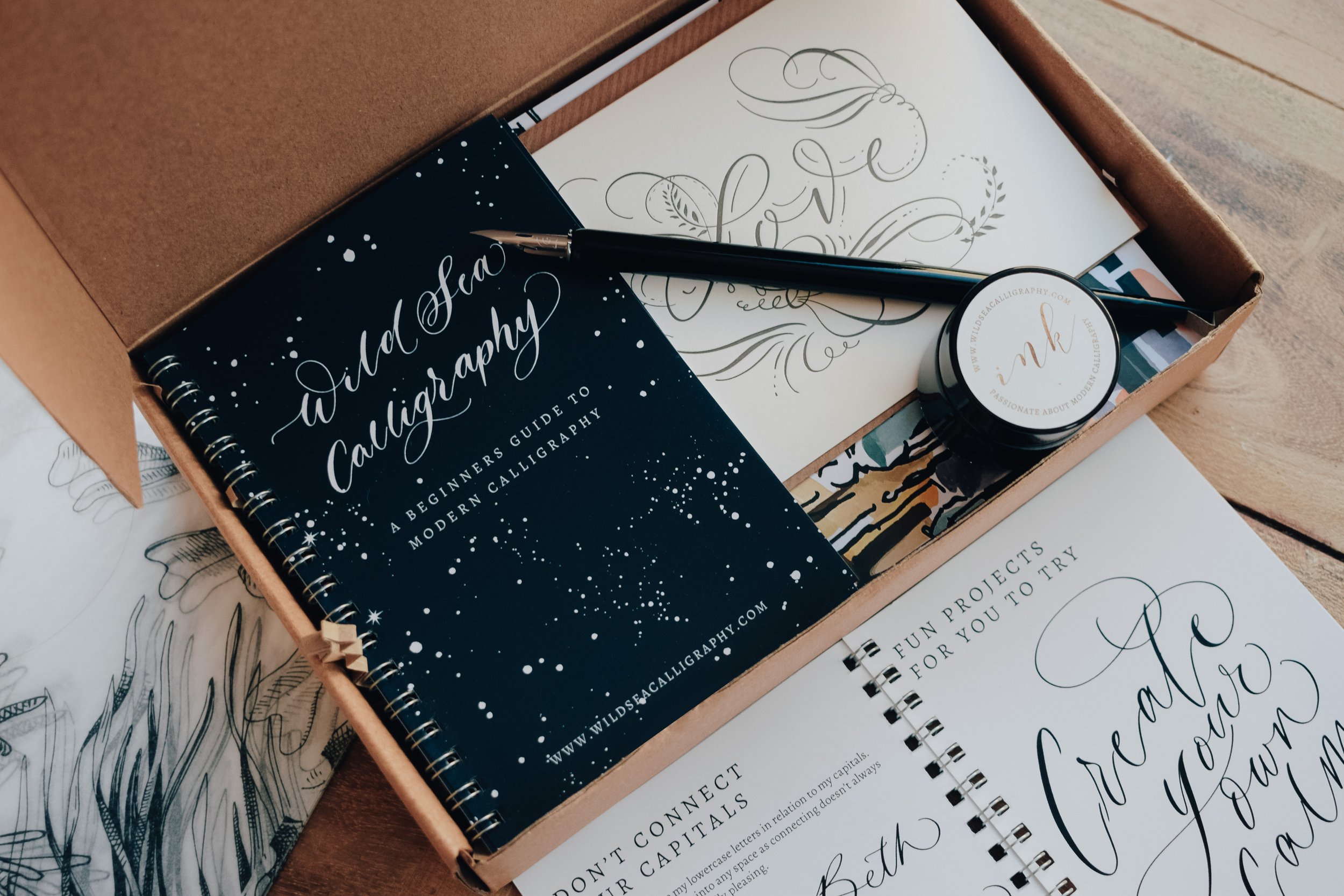 Beginners Modern Calligraphy Kit & Online Workshop — Wild Sea