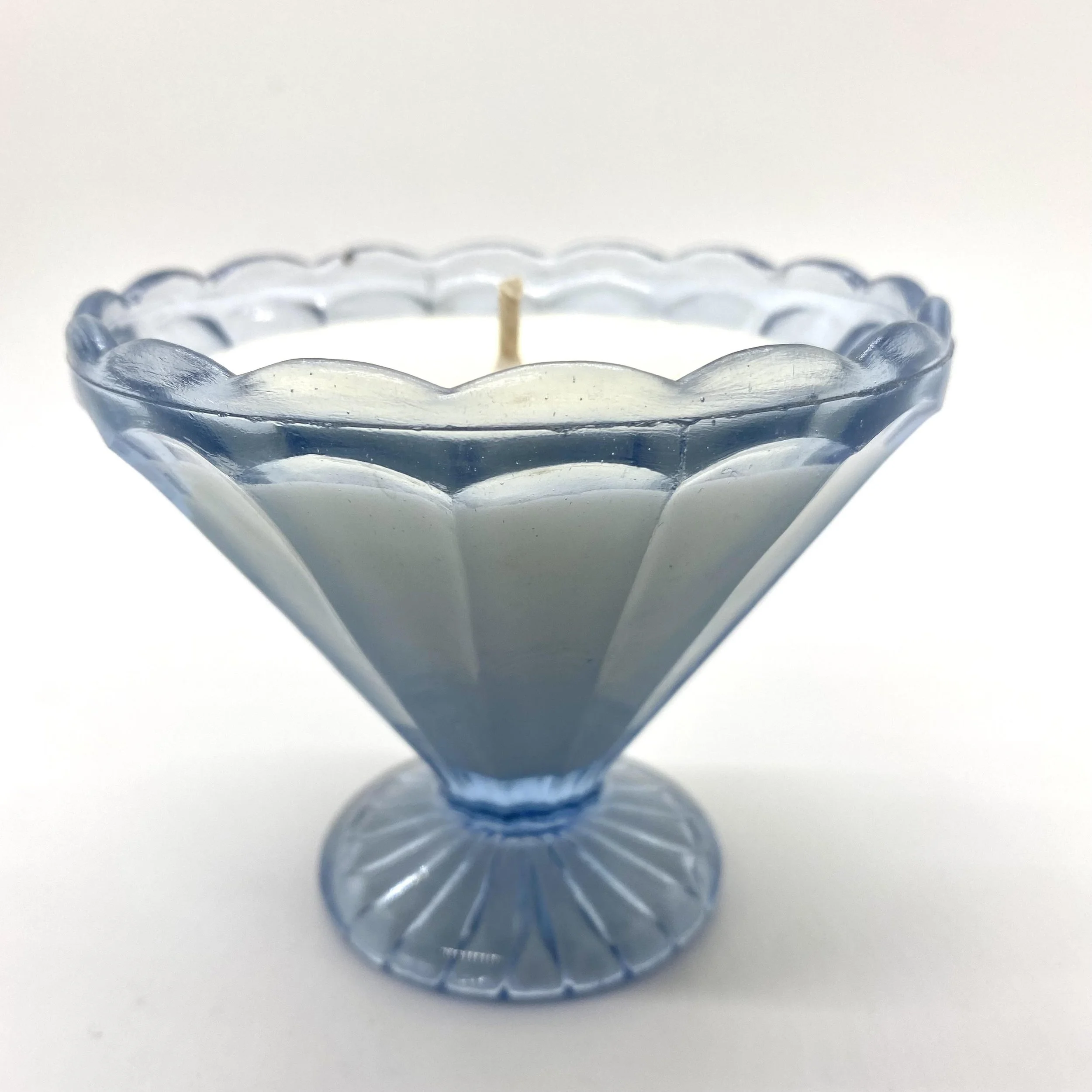 ART DECO GLASS FOOTED BOWL - BLUE