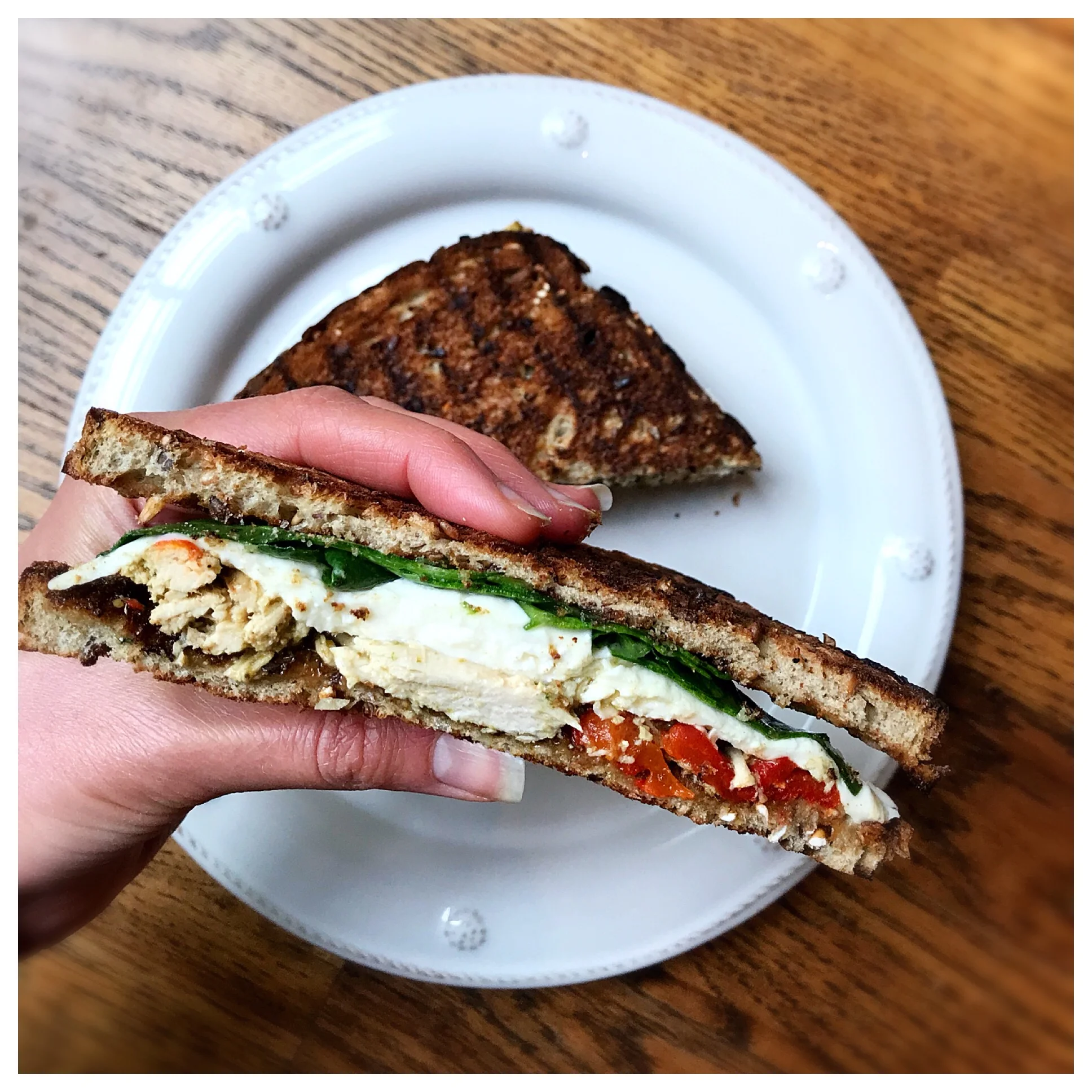 Pesto Chicken Panini:  Making Use of Leftovers