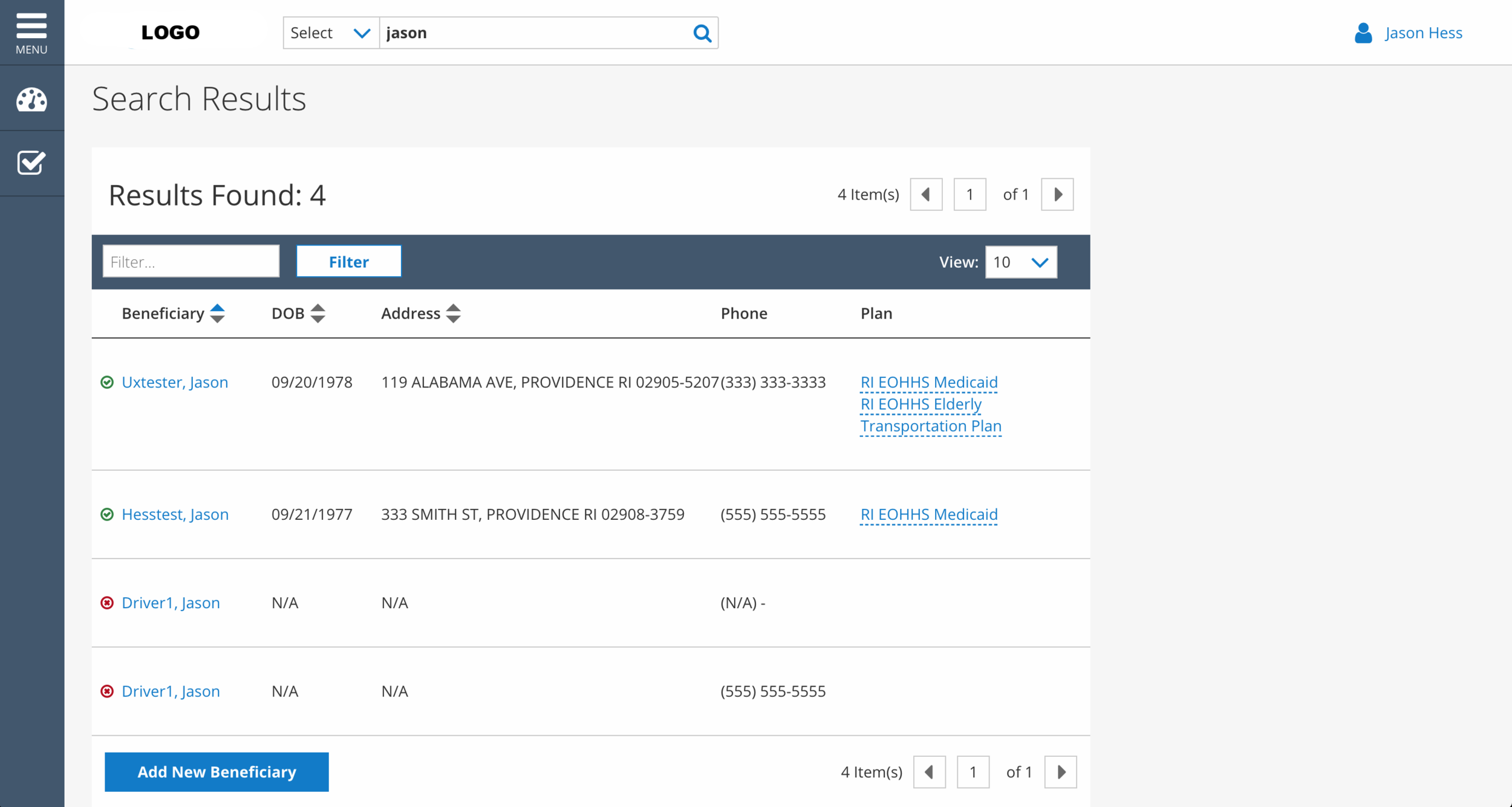 Schedule a Reservation wireframe