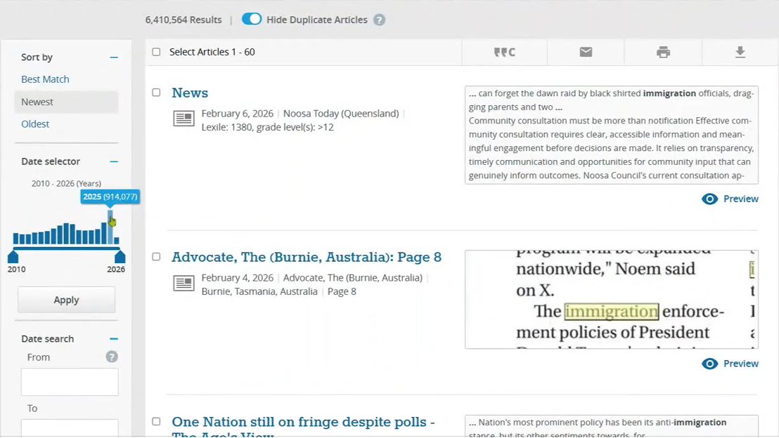 website search results page