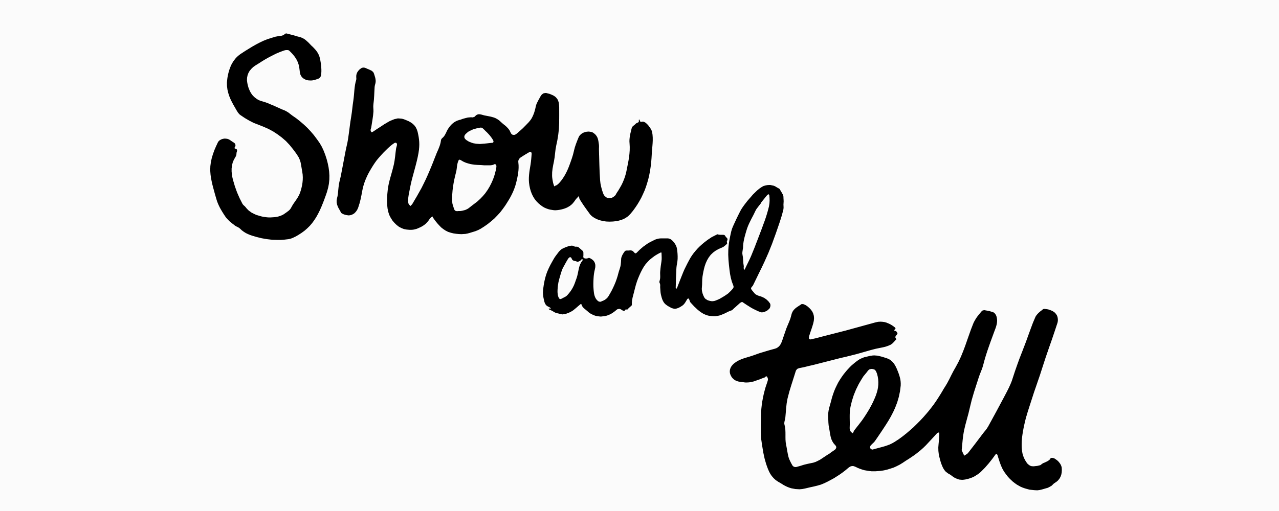 Show and Tell in black handwritten text.