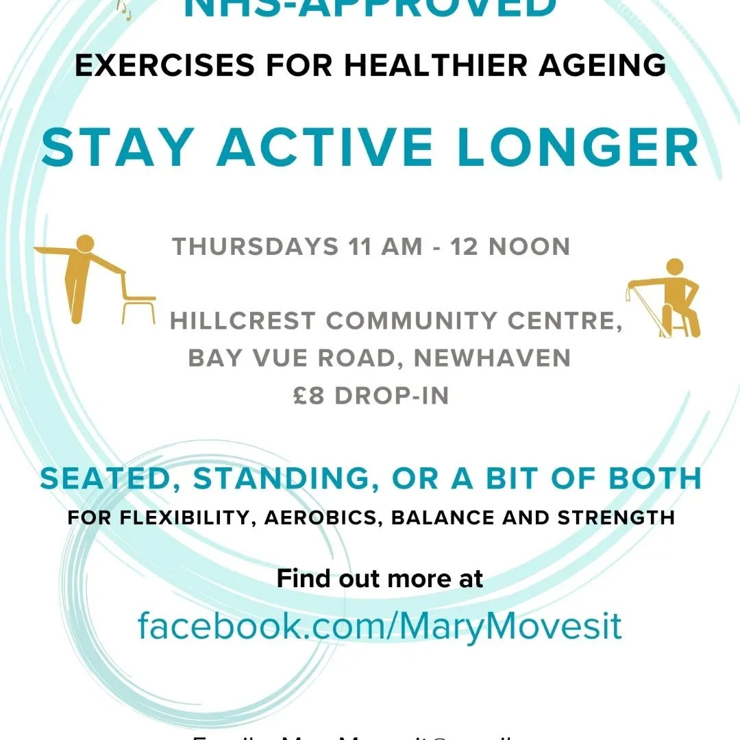 Join Mary on a Thursday 11-12 for Keep Active.
Get moving and meet new people 

#hillcrest #hillcrestcommunitycentre #whatsoneastsussex #whatsonnewhaven #keepactive #movemore #movewithmary #keepfitclass #keepfitandhealthy #newhaveninsta #newhaven
