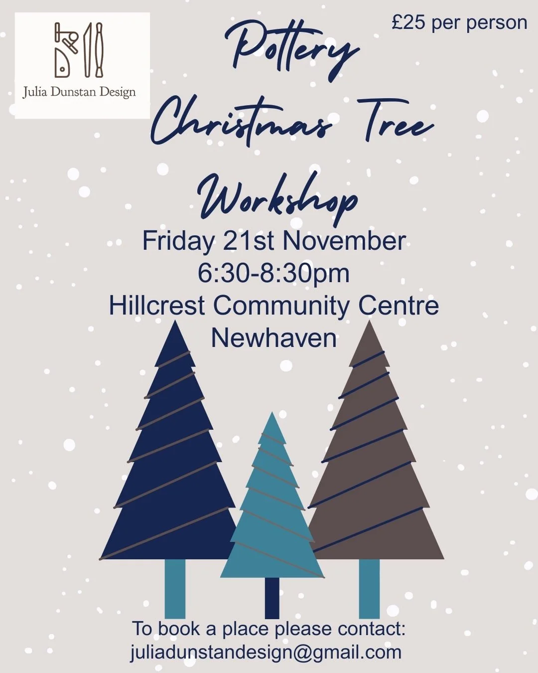 🎄🎄Christmas Tree workshop tonight!!!🎄🎄

Julia has a few spaces left on her Christmas tree pottery workshop!

Create your very own pottery Christmas tree lantern. During this 2-hour workshop, you will create and glaze your very own Christmas tree!