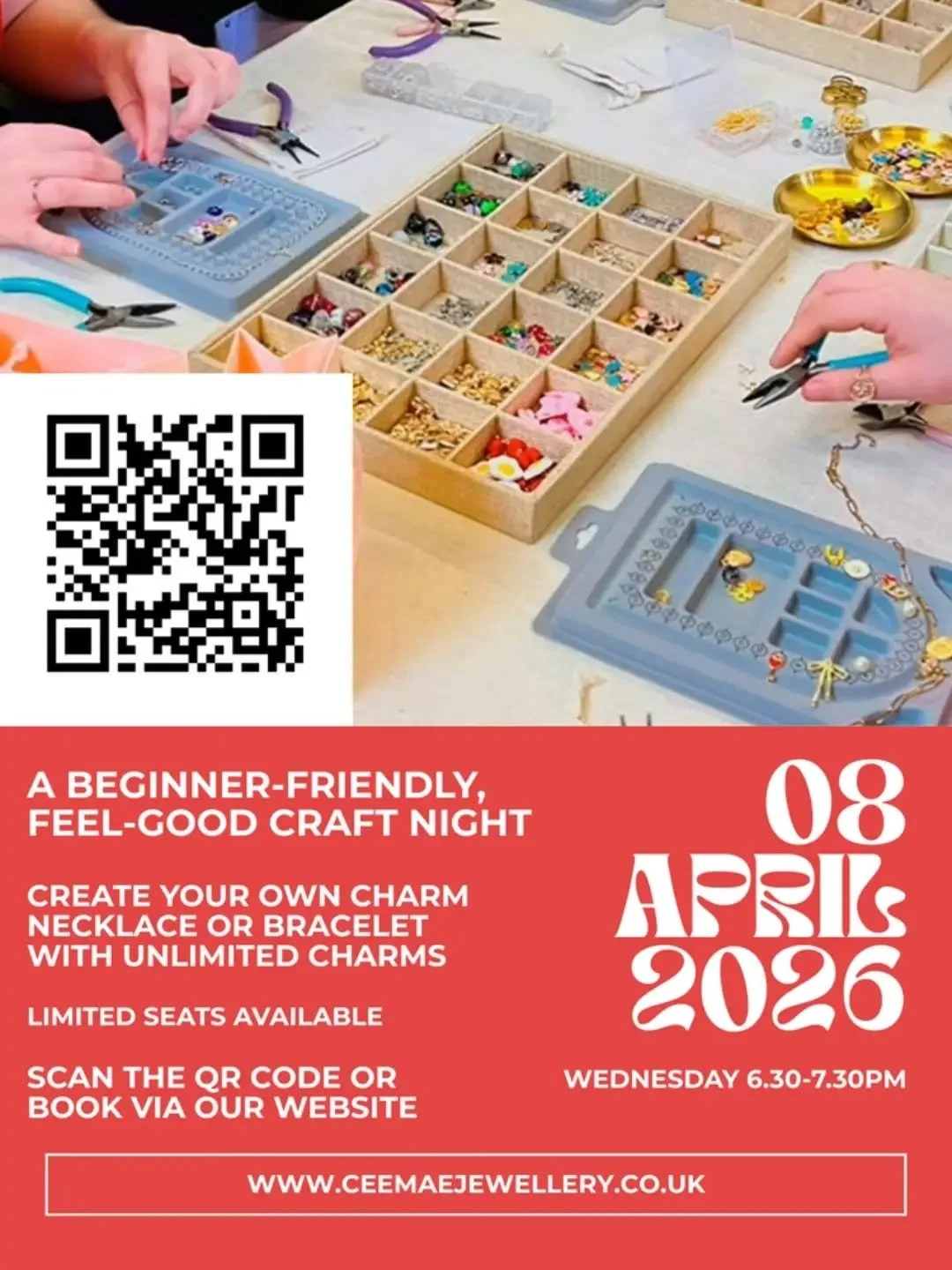 **********NOW FULLY BOOKED ****************

⭐️ Feel Good Craft Night ⭐️

Create your own charm bracelet or necklace

Perfect for beginners
Unlimited charms

A cosy creative evening to unwind and make something you love to take home.
No experience ne