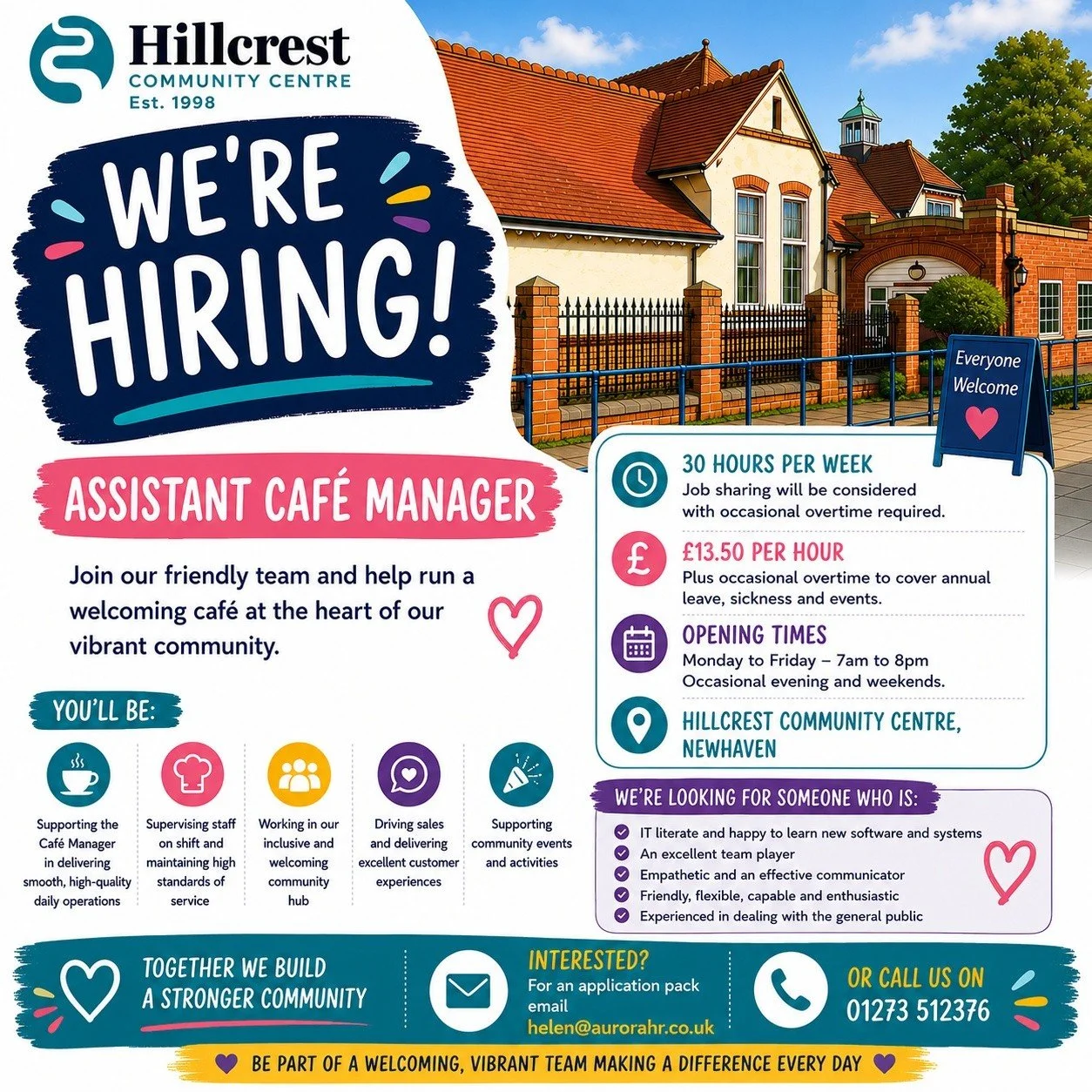 ☕Assistant Caf&eacute; Manager Job opportunity☕

Flexible, fast‑paced, people‑focused role &mdash; perfect for someone who loves great service and great vibes ✨💛