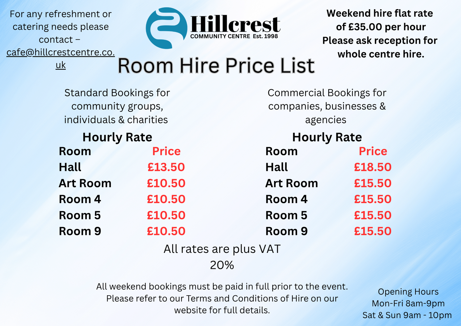 Hire a room at the Hillcrest Centre — The Hillcrest Centre