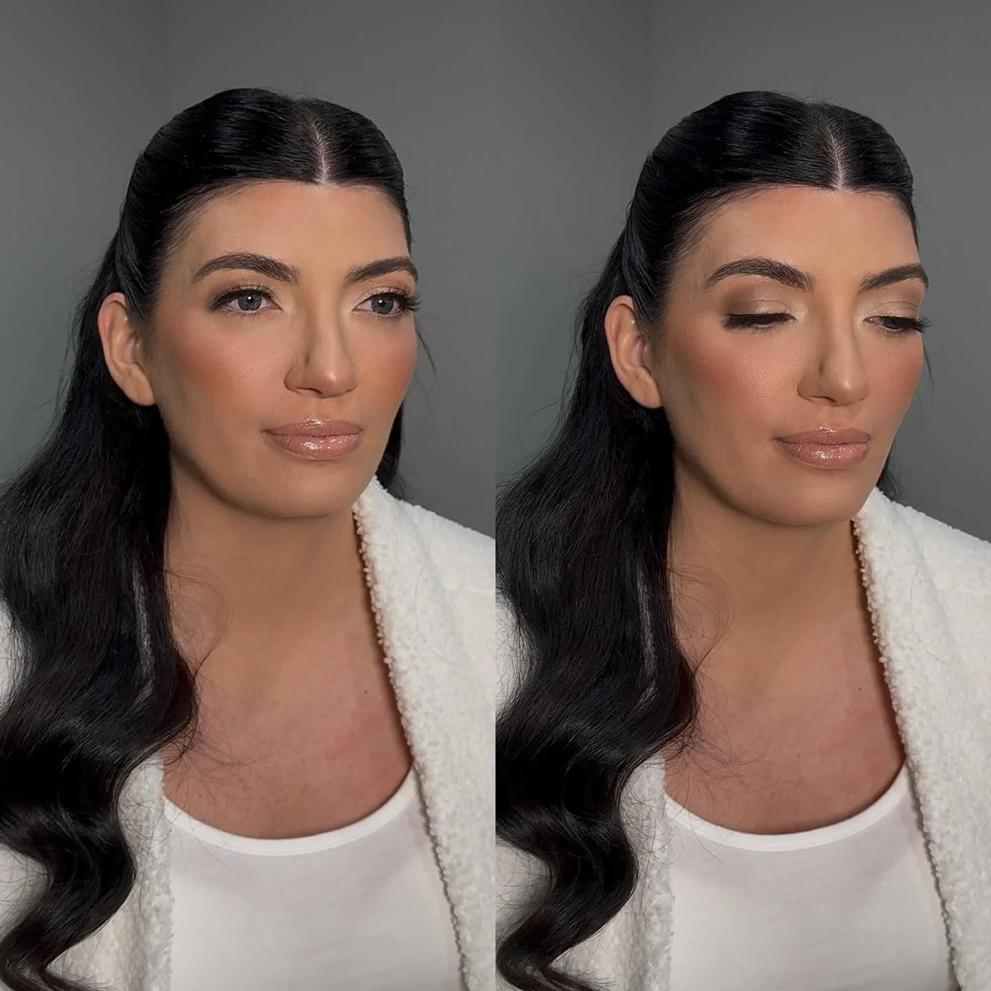 A moment for a natural bronzeeeee 🤎
Request was: 
• natural skin, but snatched contour ✔️
• bronzey eye, light on the liner, round the eyes ✔️ 
• super natural lip ✔️
I’d say we nailed it 🥰
Wedding Makeup | Bridal Makeup | Br