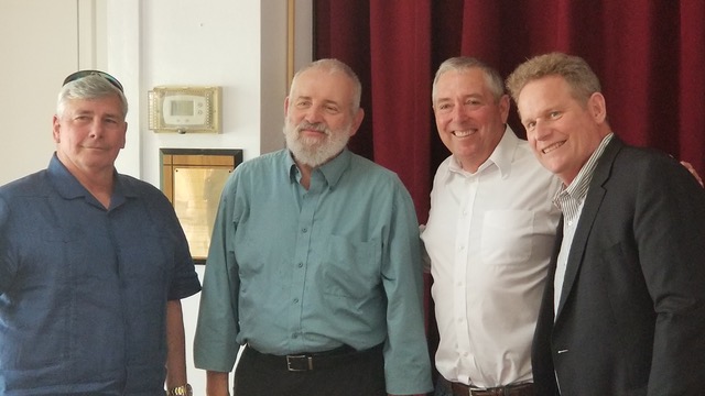 from left to right The Rev. Dr. Gregory Horn, The Rev. John Boller, The Rev. Jay Shirley, present pastor, and The Rev. Scott Mitchell.