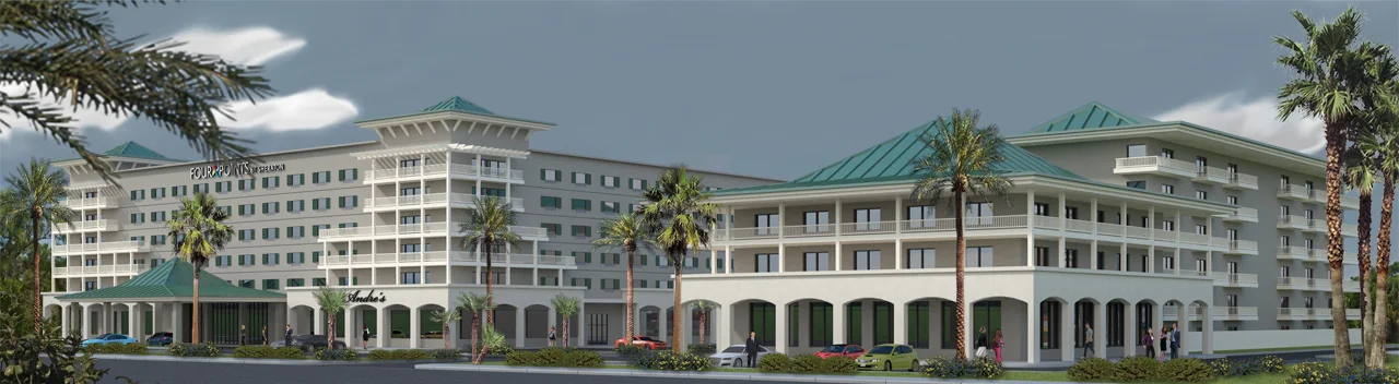 exterior 3d architectural rendering of a hotel in bonita springs, fl
