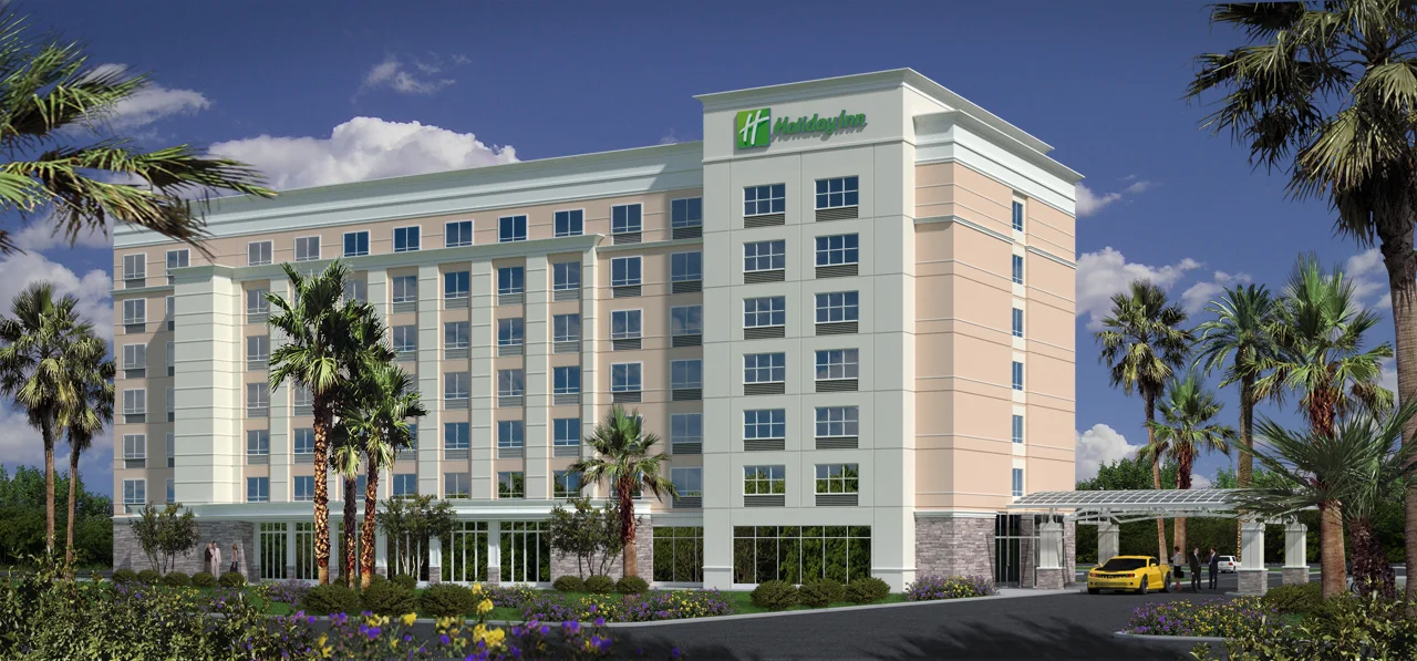 exterior 3d architectural rendering of a hotel in fort meyers, fl