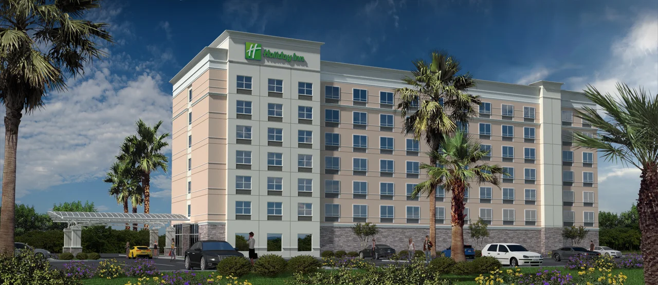 exterior 3d architectural rendering of a hotel in fort meyers, fl