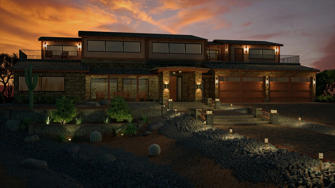 exterior architectural rendering of a house