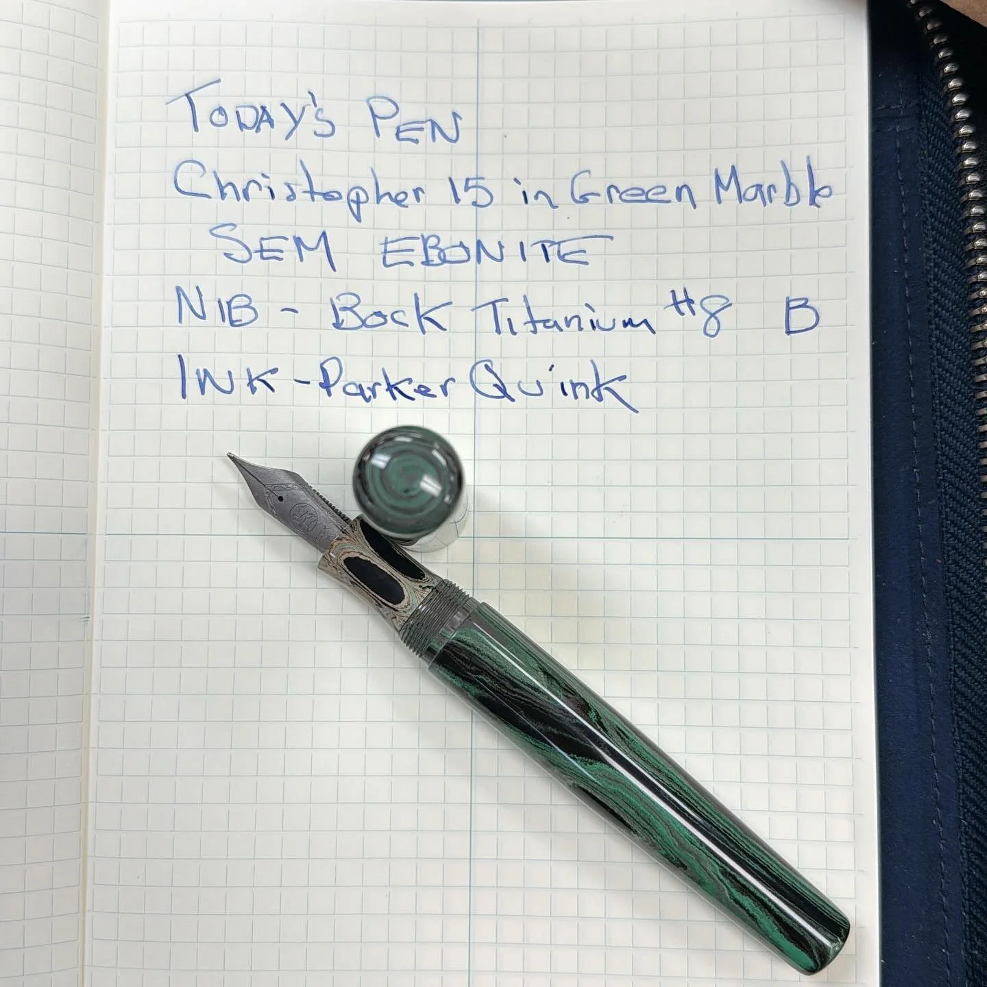 Just inked up my new C15 with a Bock Ti #8 nib with some Parker Quink.  Need to find a nice green ink for it. Any suggestions?  #penmaker #penenthusiast #fountainpenaddict