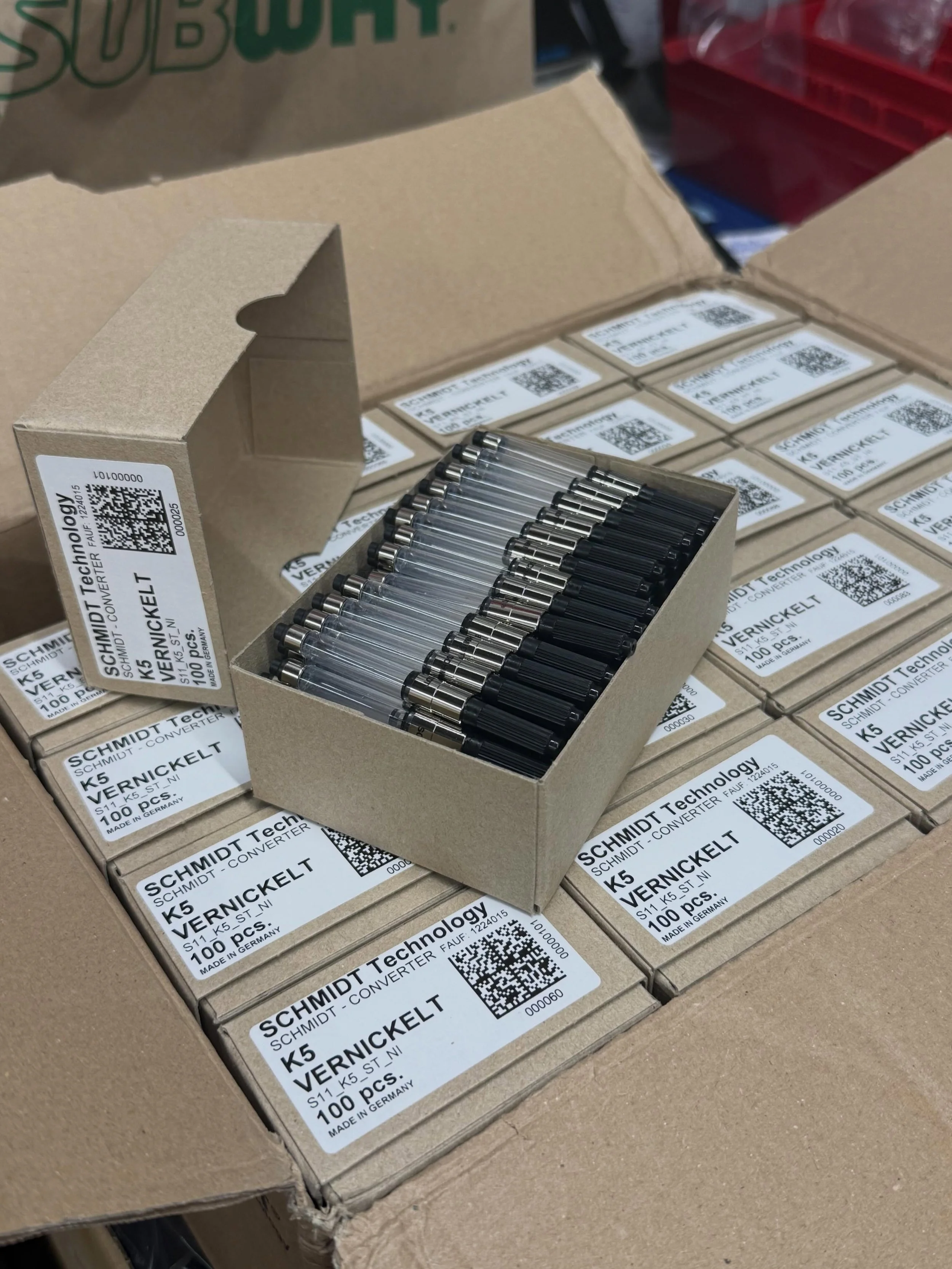 Will it took a few weeks and lots of paperwork but my lifetime supply of K5 converters showed up today! #penmaker