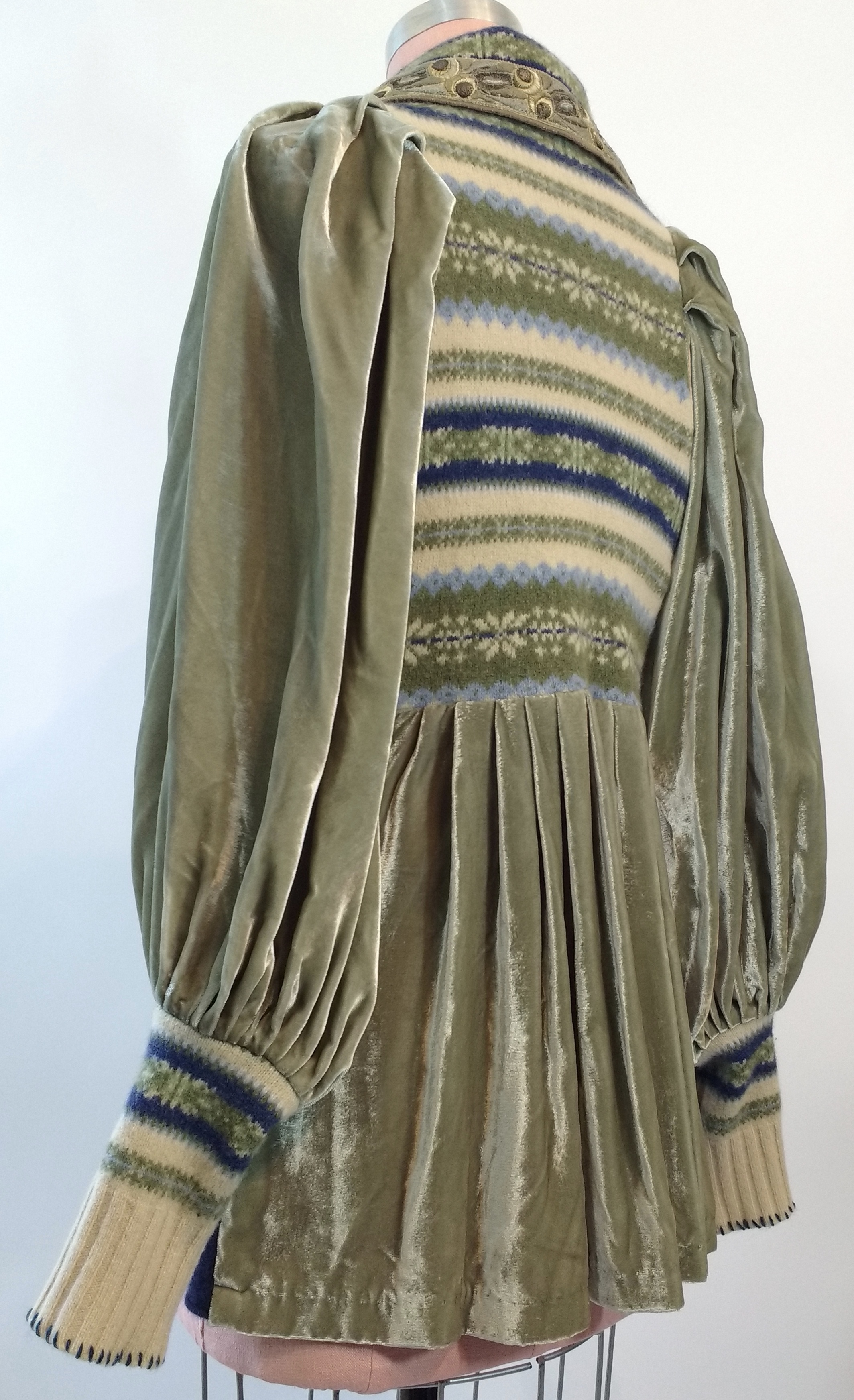 refashioned wool and rayon velvet treasure coat with cashmere-lined side pockets