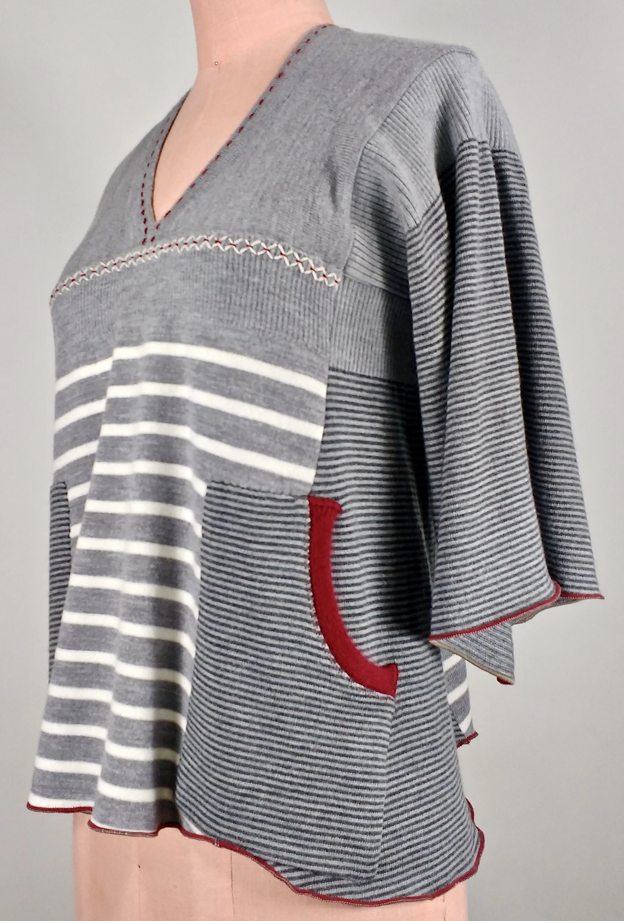 refashioned wool and cashmere pullover with front patch pockets