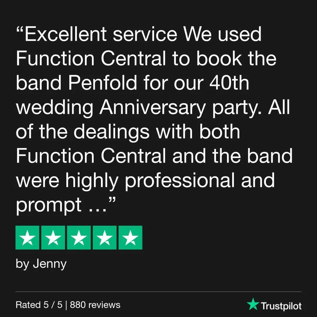Thanks Jenny 🤩

Review via @functioncentral's Trustpilot. 

#partyband #functionband #trustpilotreviews