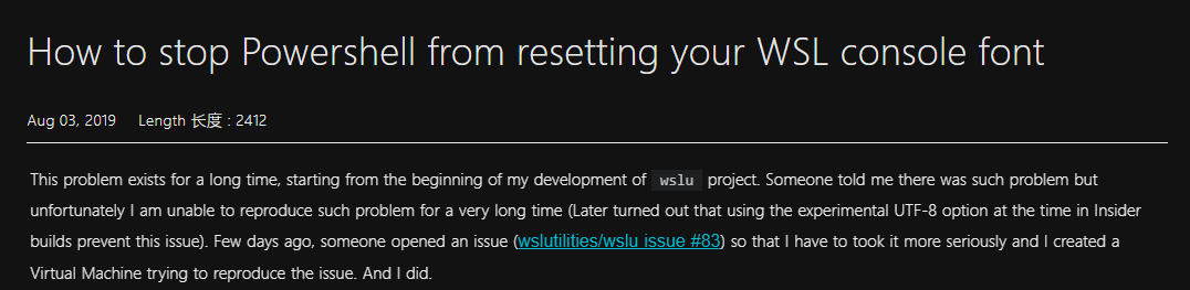 Pengwin Dev Blog: How to stop PowerShell from resetting your WSL console font