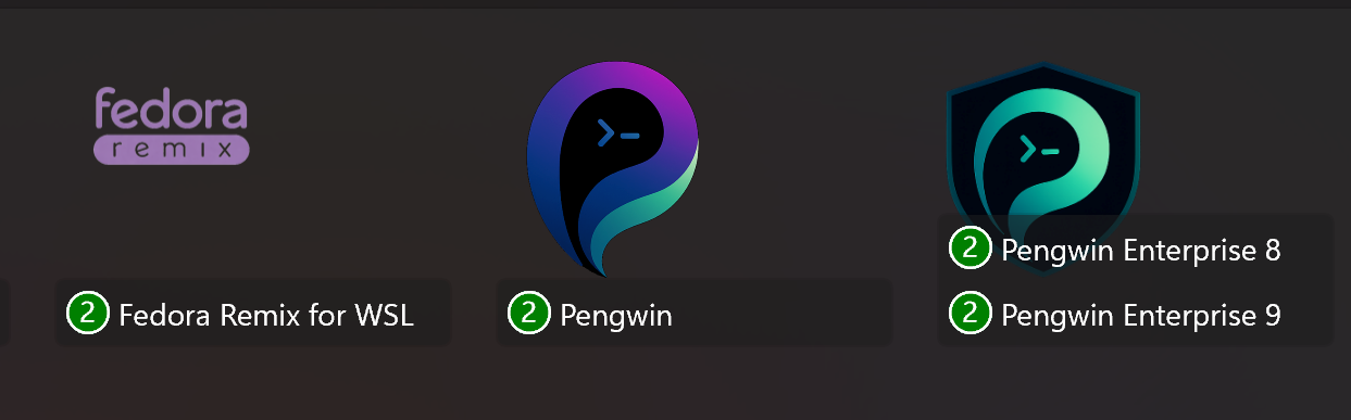 fedora remix, pengwin and pengwin enterprise new logos