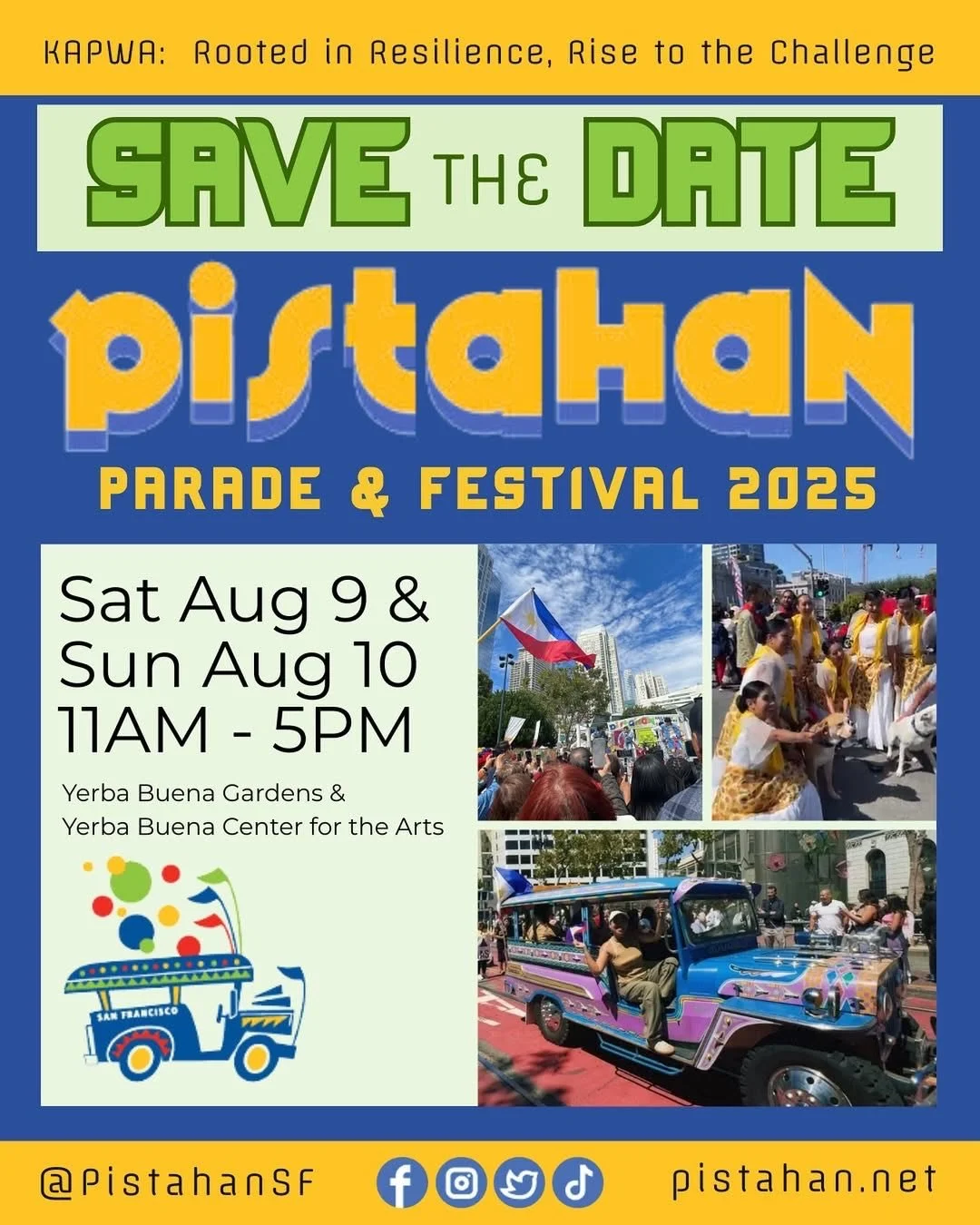 This coming weekend please show your support to the Pistahan Parade @ Festival that will take place this weekend! Follow them @pistahansf to see what’s in store❤️
Free fun for everyone! Come check out the 32nd annual Pistahan Festival in Yerba