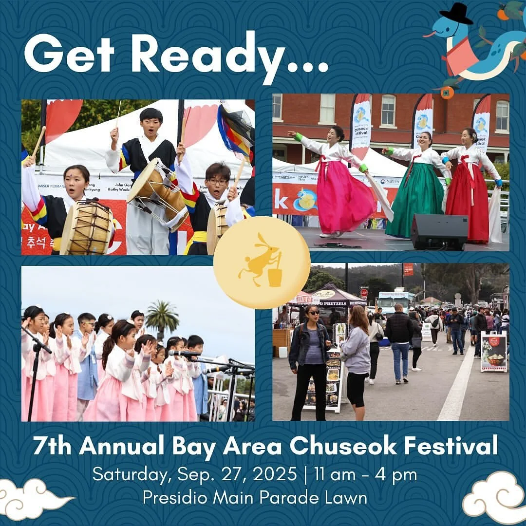 Save the Date for the 7th Annual Chuseok Festival, hosted by Korean Center, Inc., as it returns to the Presidio! Celebrating Korean culture, community, and tradition 🇰🇷
Repost from @sfchuseok
•
Get ready for another year of Chuseok festivitie