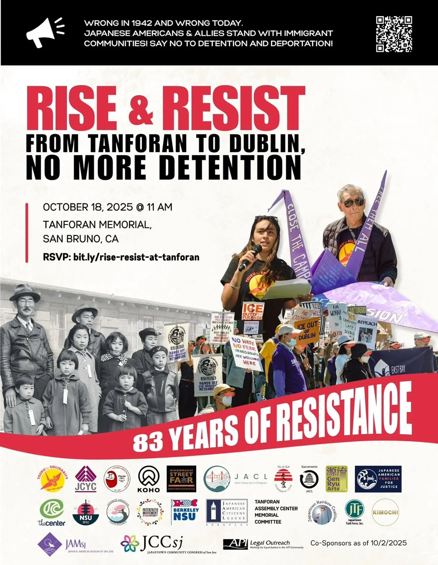 Wrong in 1942 and Wrong Today.
Repost from @jtosaki
•
Bay Area! Join us on Saturday October 18th at the former site of the Tanforan Assembly Center where Japanese Americans were the ones being rounded up and incarcerated without charges or due
