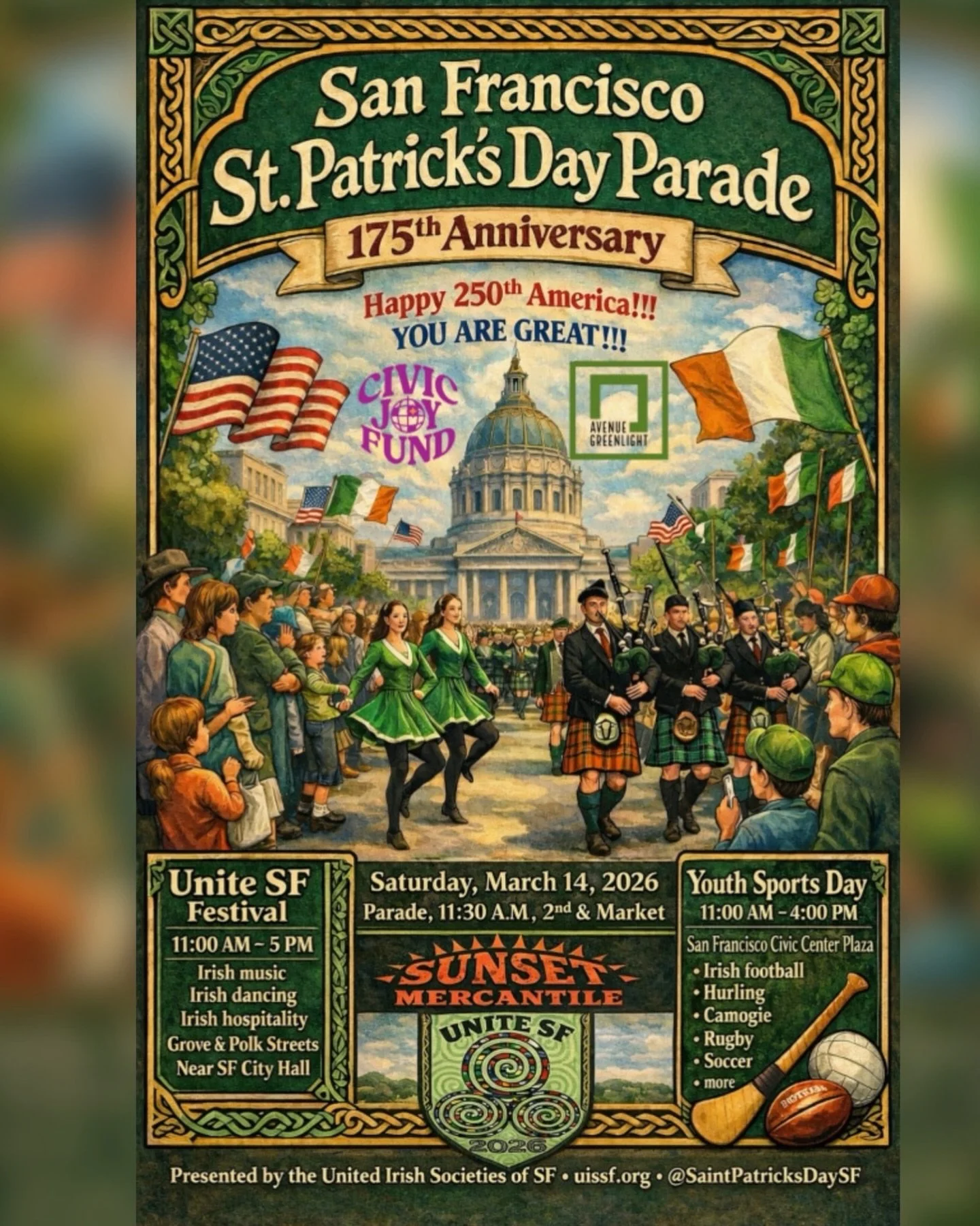 We fortunate to live in a City that celebrates so many diverse cultures. Last weekend was the Chinese Lunar New Year Parade and this Saturday is the 175th St. Patrick&rsquo;s Day Parade!
Celebrating Unity!

Repost from @saintpatricksdaysf
&bull;
☘️ 2