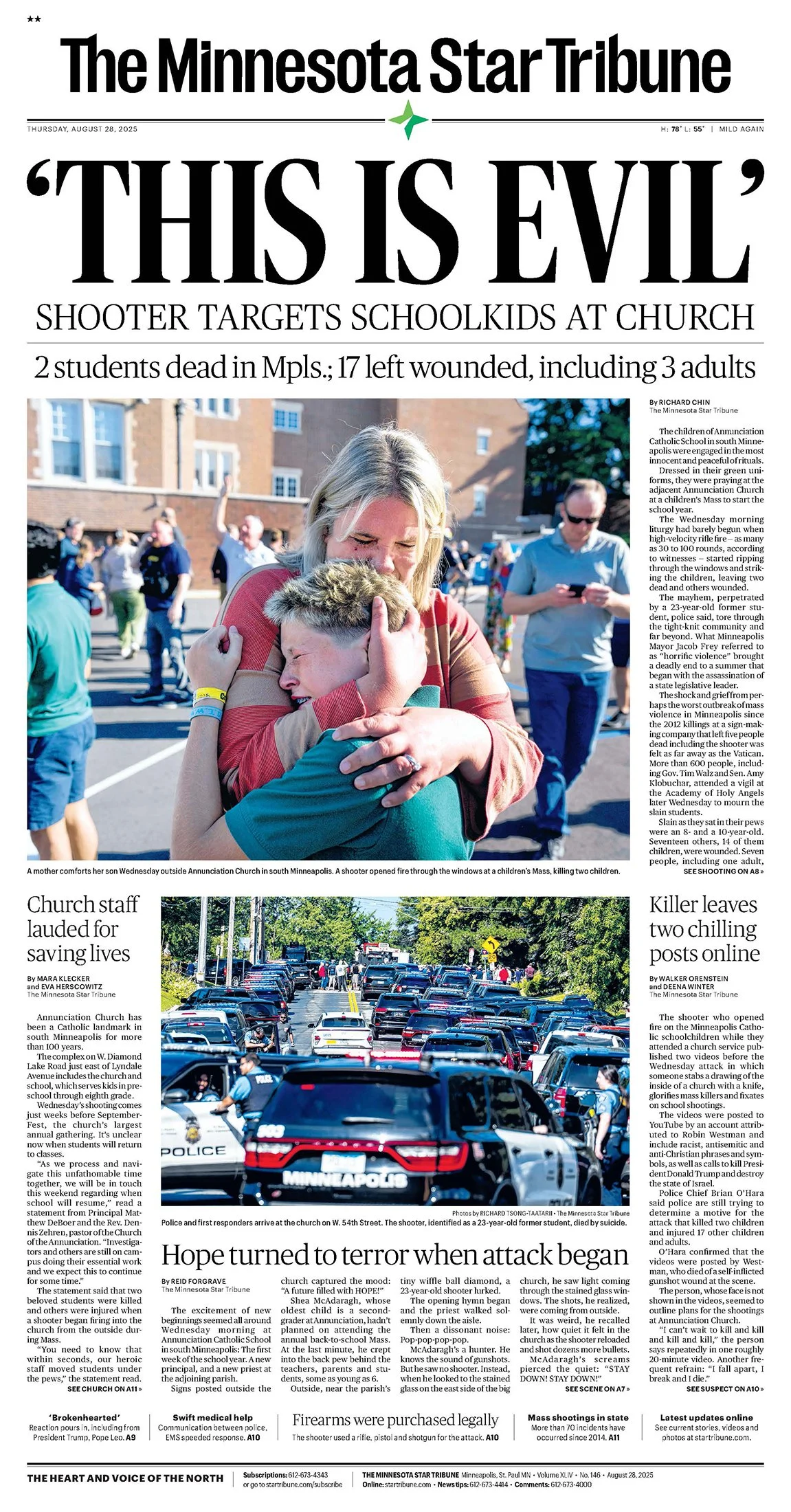 Annunciation School Shooting - part of the Pulitzer Prize winning entry
