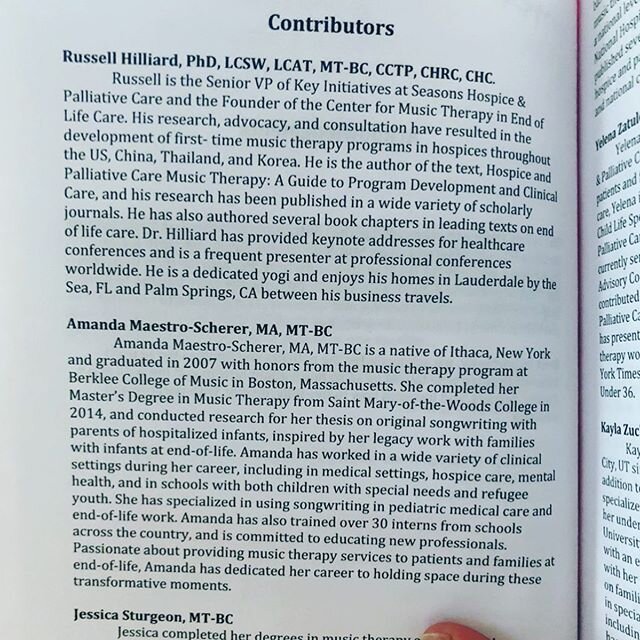 It&rsquo;s official! The book is published! I&rsquo;m so happy to have had the opportunity to contribute to this book on Pediatric Palliative Care Music Therapy. You can get a copy at www.hospicemusictherapy.org @hospicemusictherapy .
.
#musictherapy