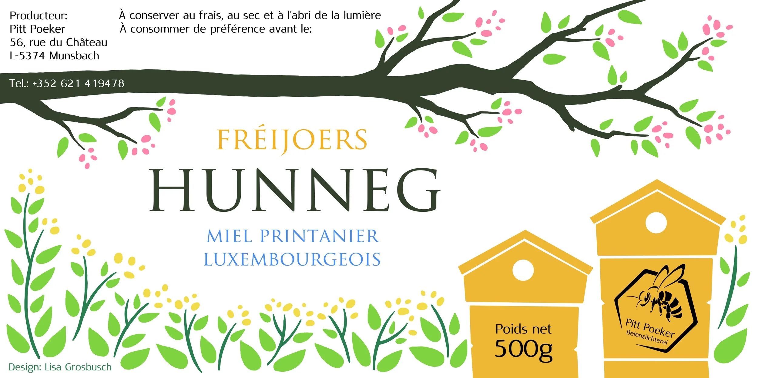  Design of a label for a honeyjar 