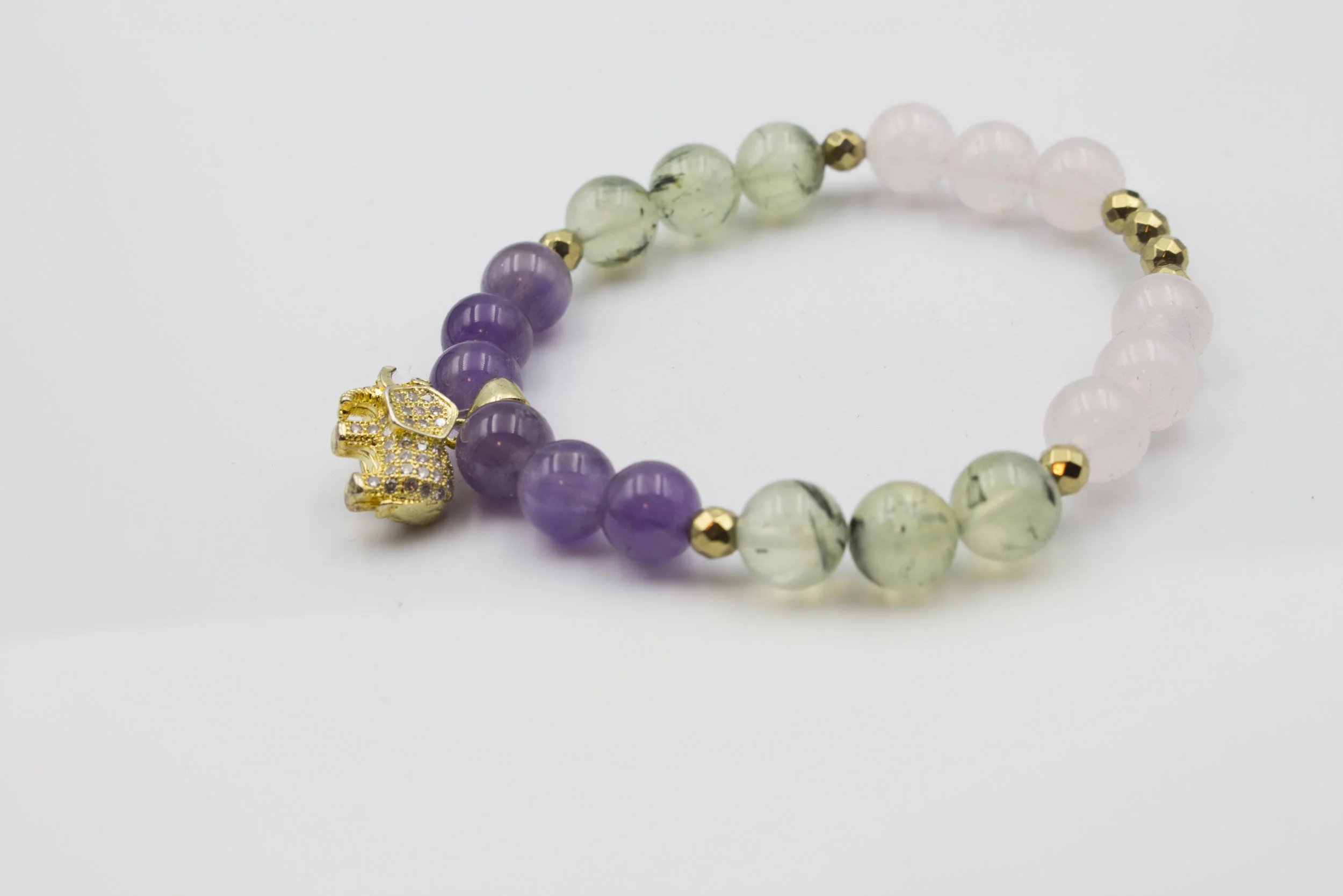 AMETHYST PREHNITE AND ROSE QUARTZ