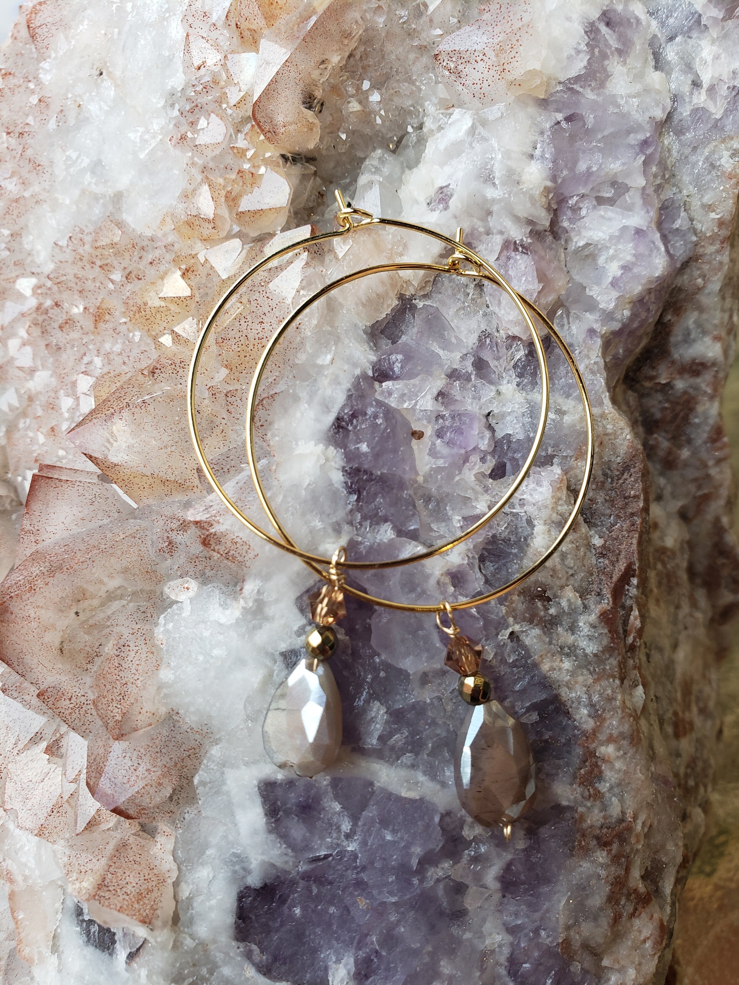 CHOCOLATE MOONSTONE HOOPS