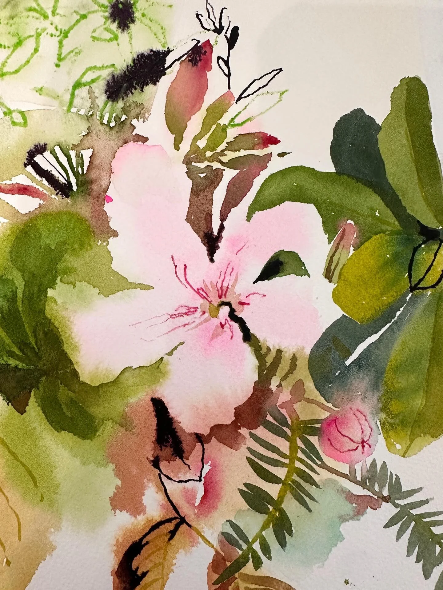 I painted this with my new @fuumuuibrushes_official brushes. They&rsquo;re great to work with. I did a video. Will post tomorrow. 

#floralwatercolor #botanicalwatercolor #loosewatercolor #watercolorpaint