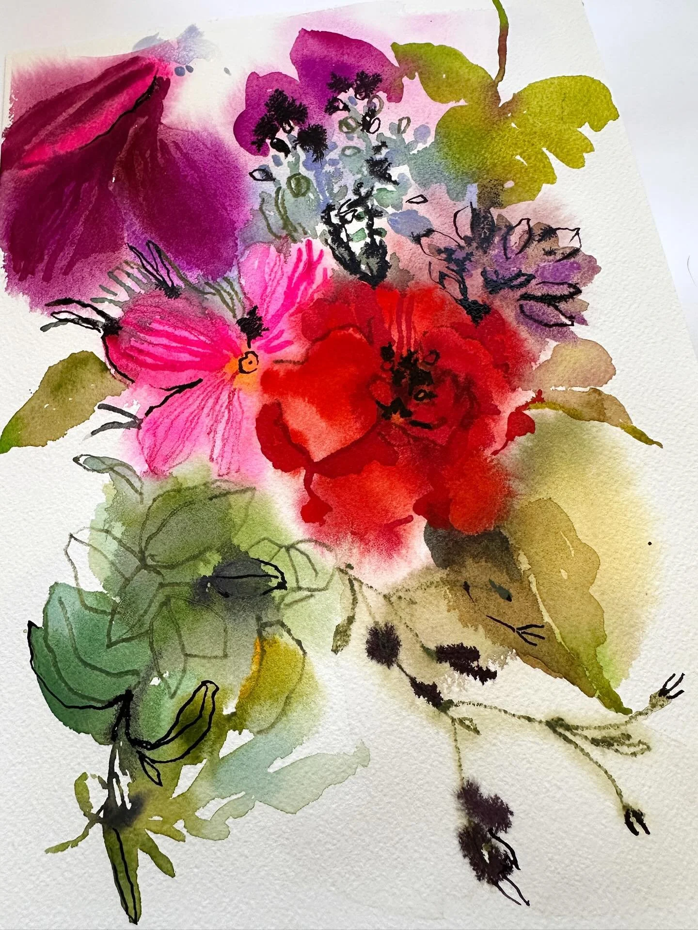 A vibrant burst of colour for a good day (my son&rsquo;s birthday❤️)

#watercolor #watercolorflowers #originalartwork