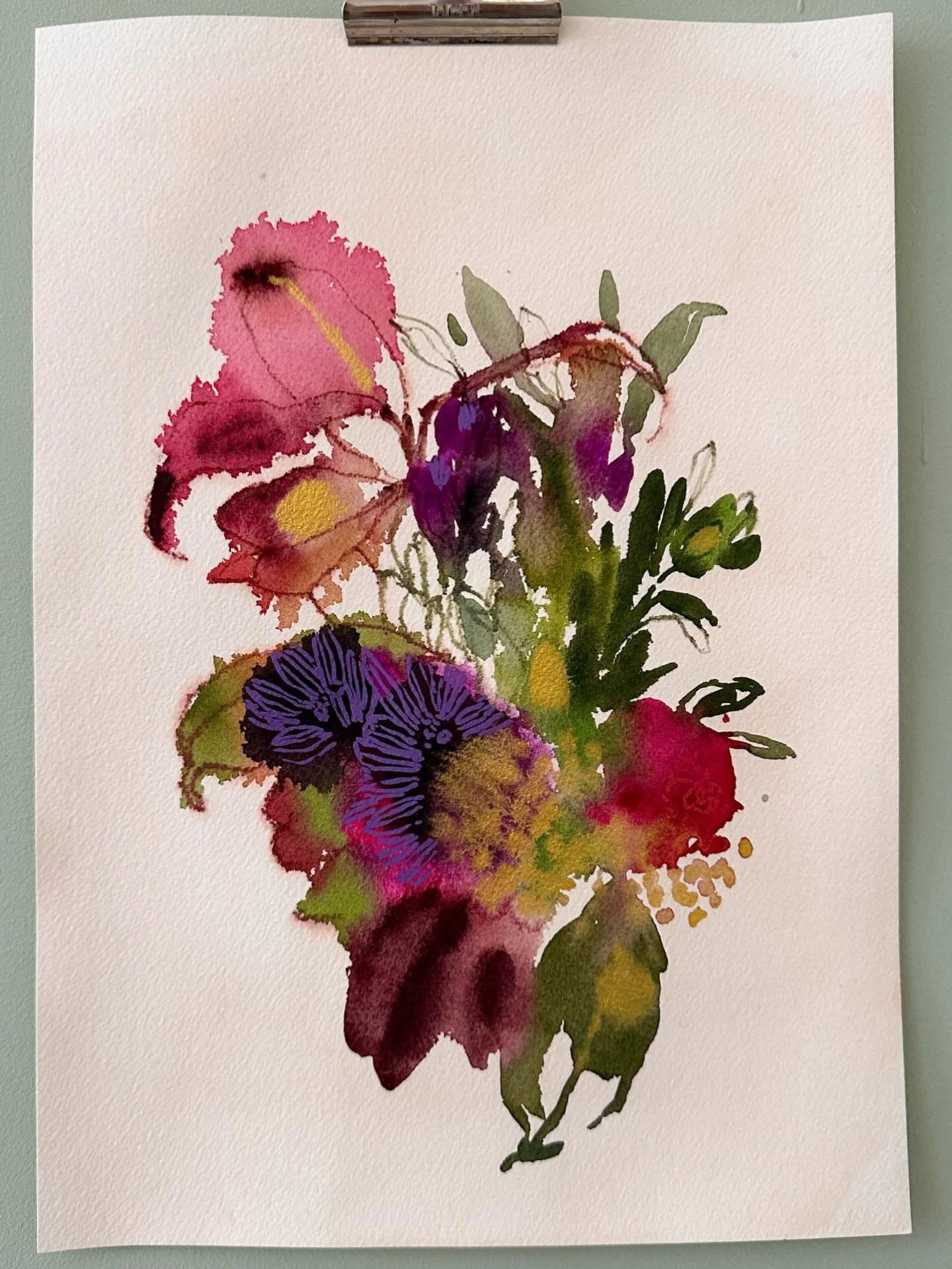 This one&rsquo;s got more space around it than other recent paintings. Which do you prefer? This of the ones that go off the page?

#watercolourart #watercolourpainting #watercoloronpaper #loosewatercolorflowers #botanicalpainting
