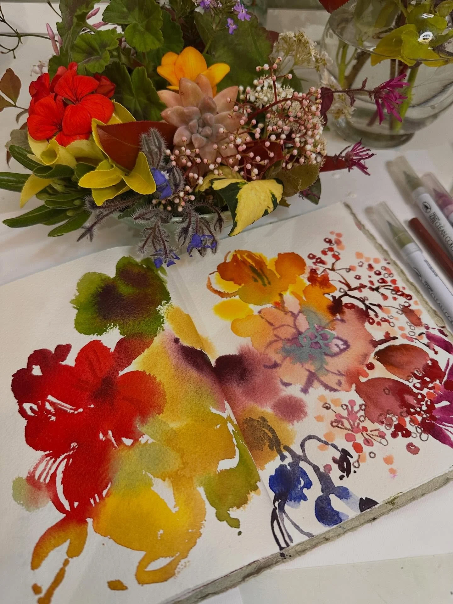 Went out foraging in the sunshine then did some late night sketching. Got the brush pens out and kept it very loose.