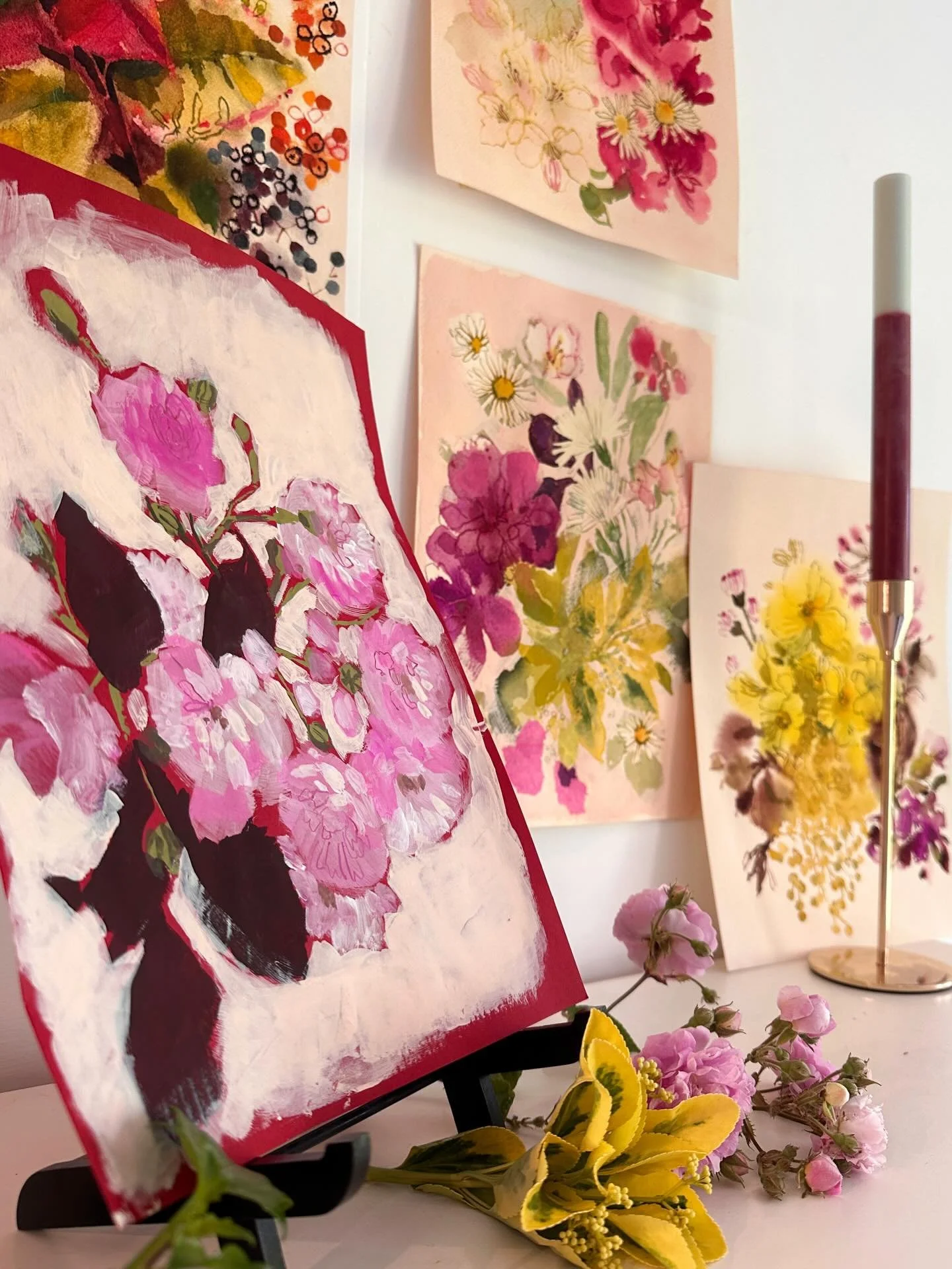 A few recent paintings. All mixed media. Getting excited about my upcoming retreat in Portugal, at the end of May. Already started preparing the goody bags for my guests!