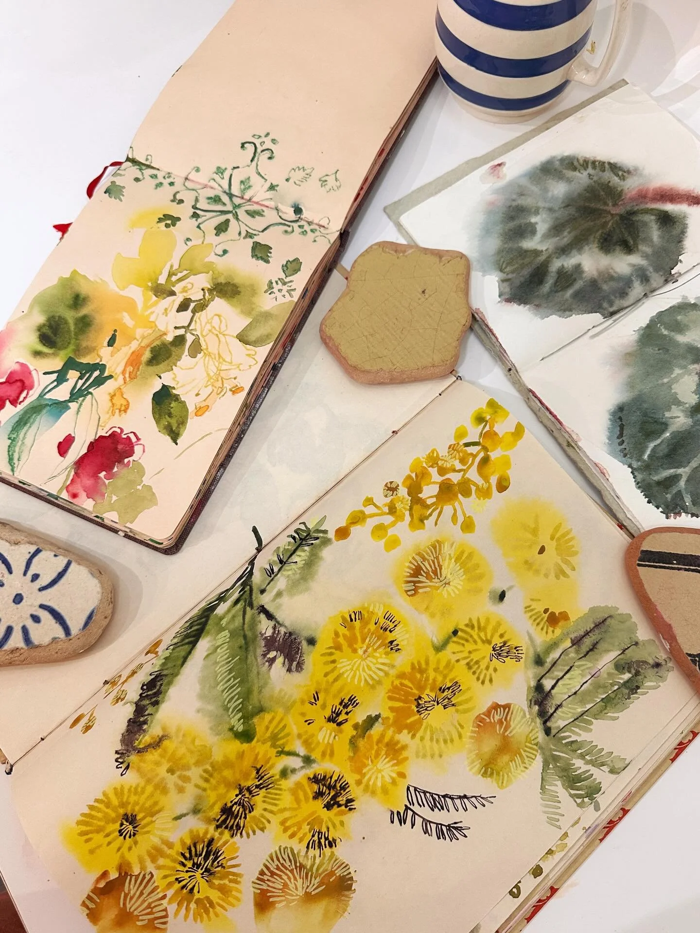 Perusing my floral sketchbooks tonight. It&rsquo;ll soon be time for a new one.