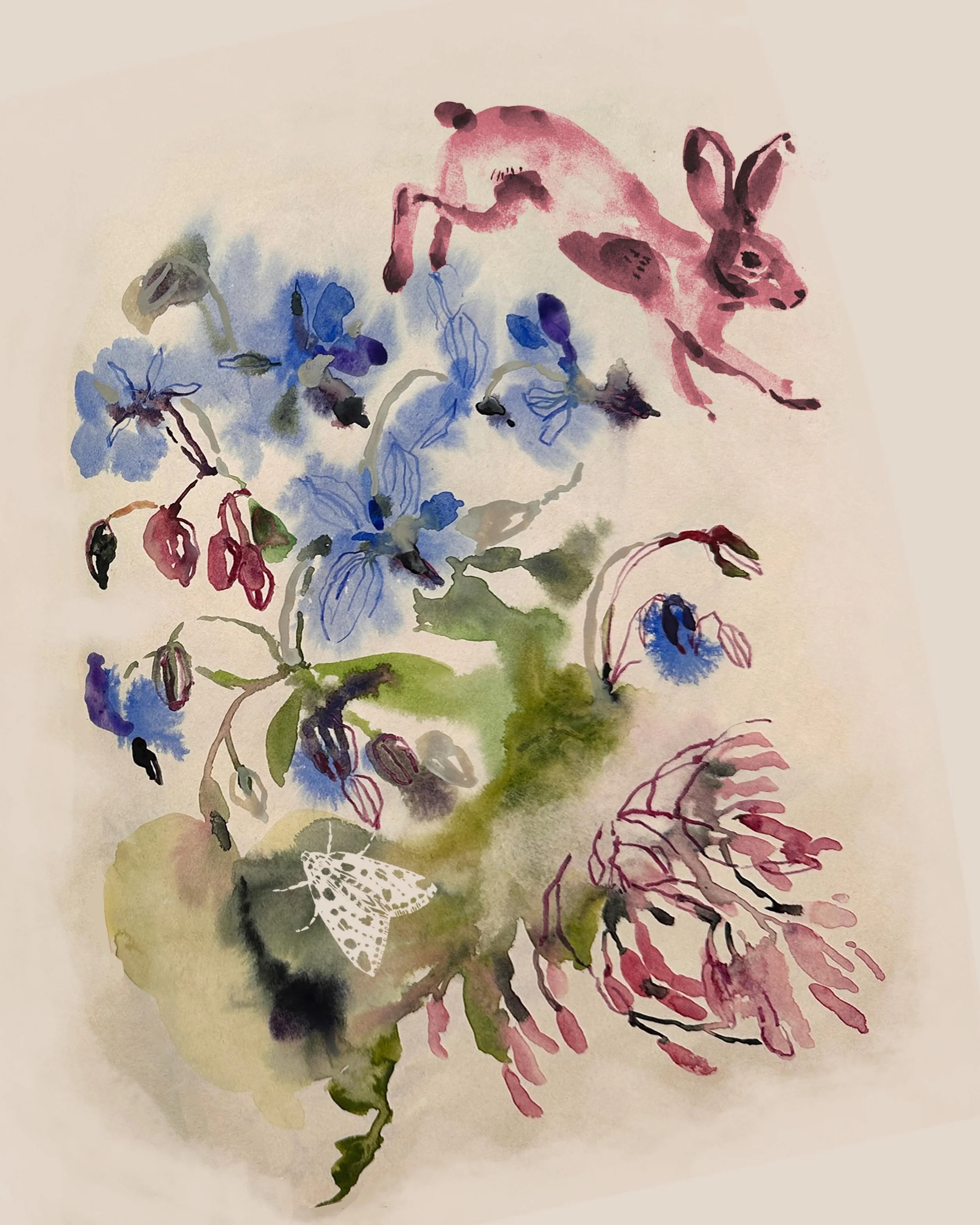 This is another idea I have for my watercolour florals. I think this will become a collection. Along with the mimosa and bird from a few posts back. Thoughts?