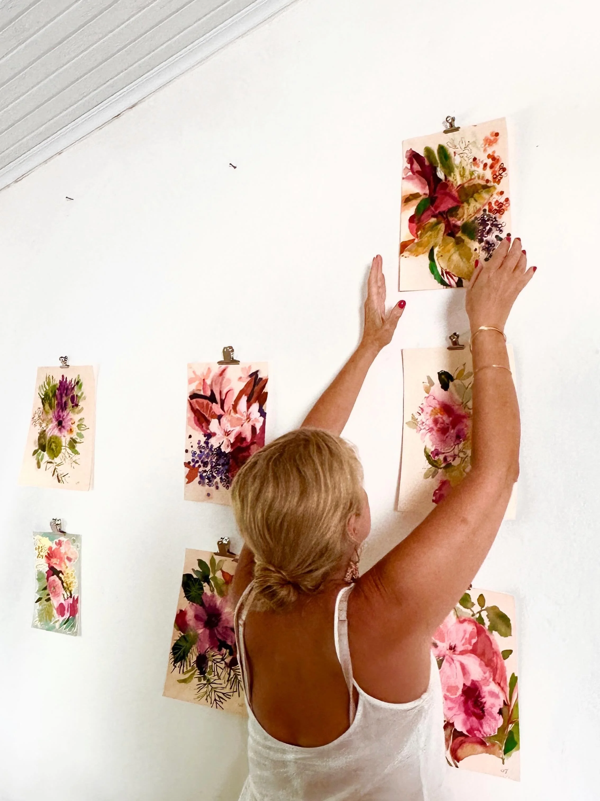 In May, I ran a stunning retreat @o_val_farmhouse in Portugal. I brought my originals with me and pinned them to the studio wall as inspiration. 

You can buy these mixed media pieces in my shop. Some have sold but there are plenty to choose from and