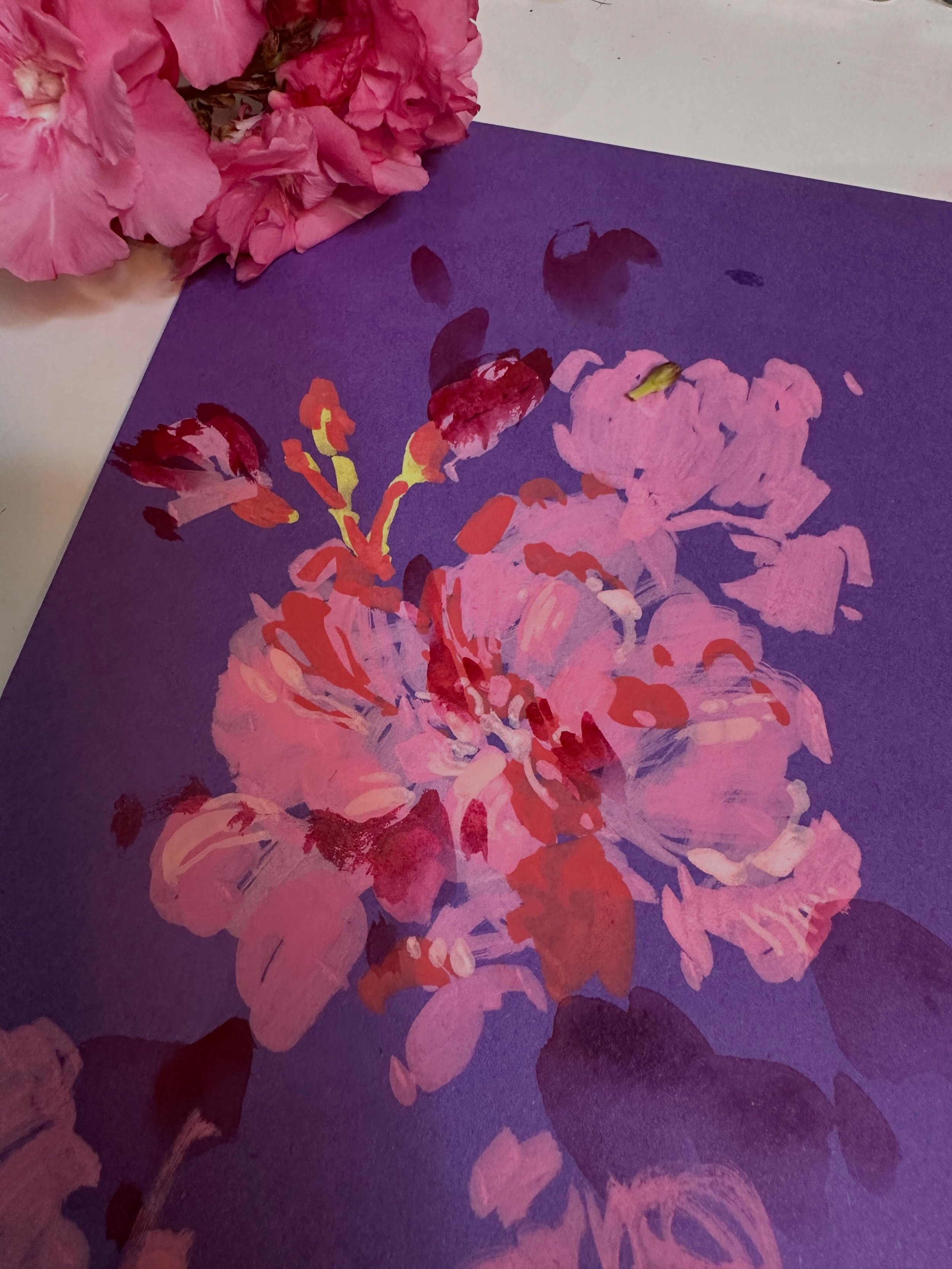 These are acrylic markers by @meeden.art . I experimented a bit. I wanted to use them in a really gestural way. I found that adding some soft areas of dry brushed watercolour (@kuretakejapan Gansai Tambi- which is quite opaque like gouache) was a gre