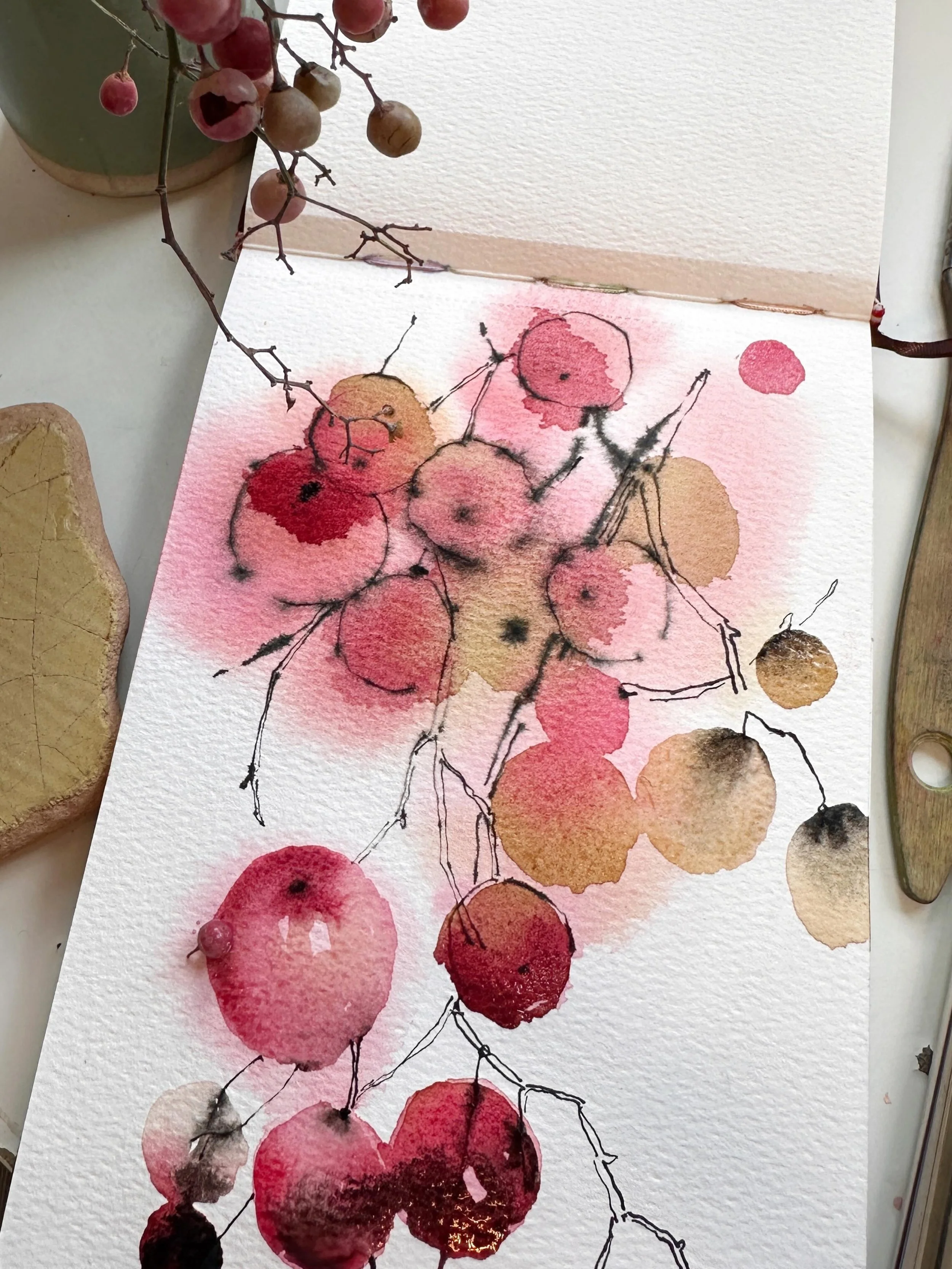 A few watercolour berries. Found them the other day and managed to paint them just before it was too late.